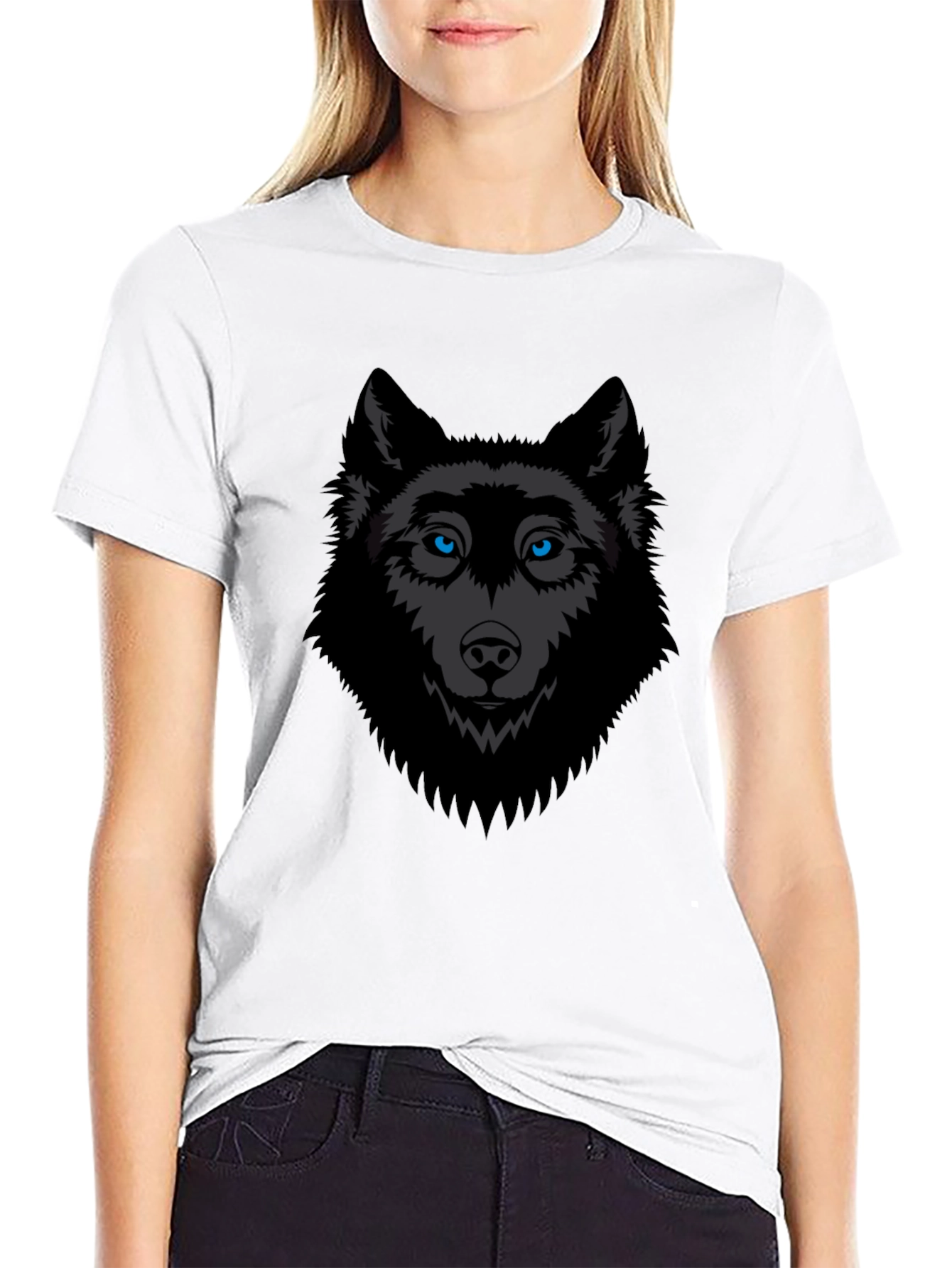 Mens Black Wolf Graphic T-Shirt
