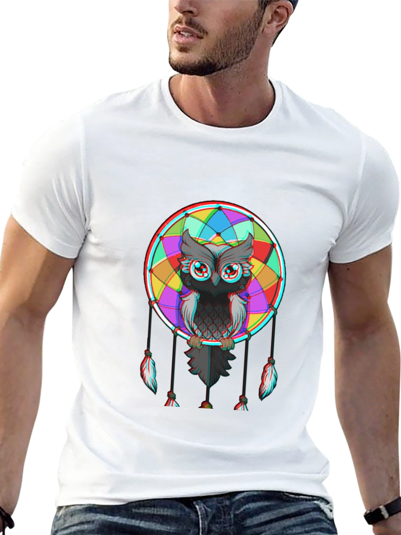 Owl Dreamcatcher Graphic Tee - Mens Black T-Shirt