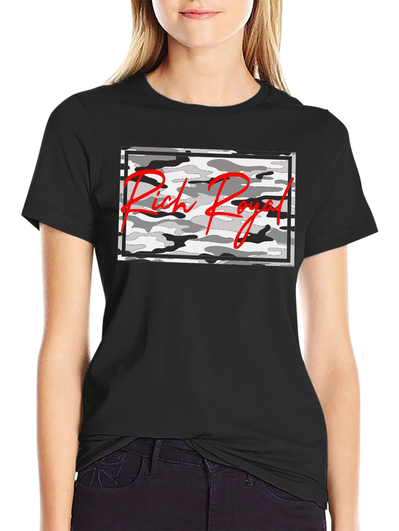 Rich Royal Camo Graphic Tee - Black