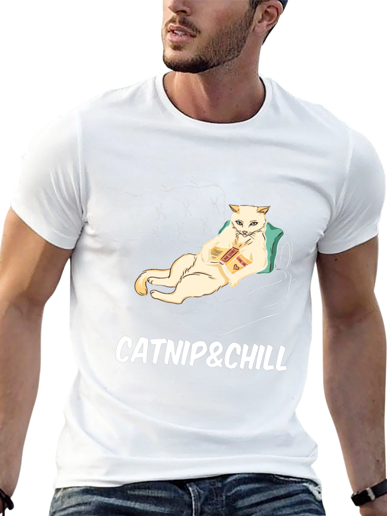 Catnip & Chill Graphic T-Shirt - Relaxed Cat Design