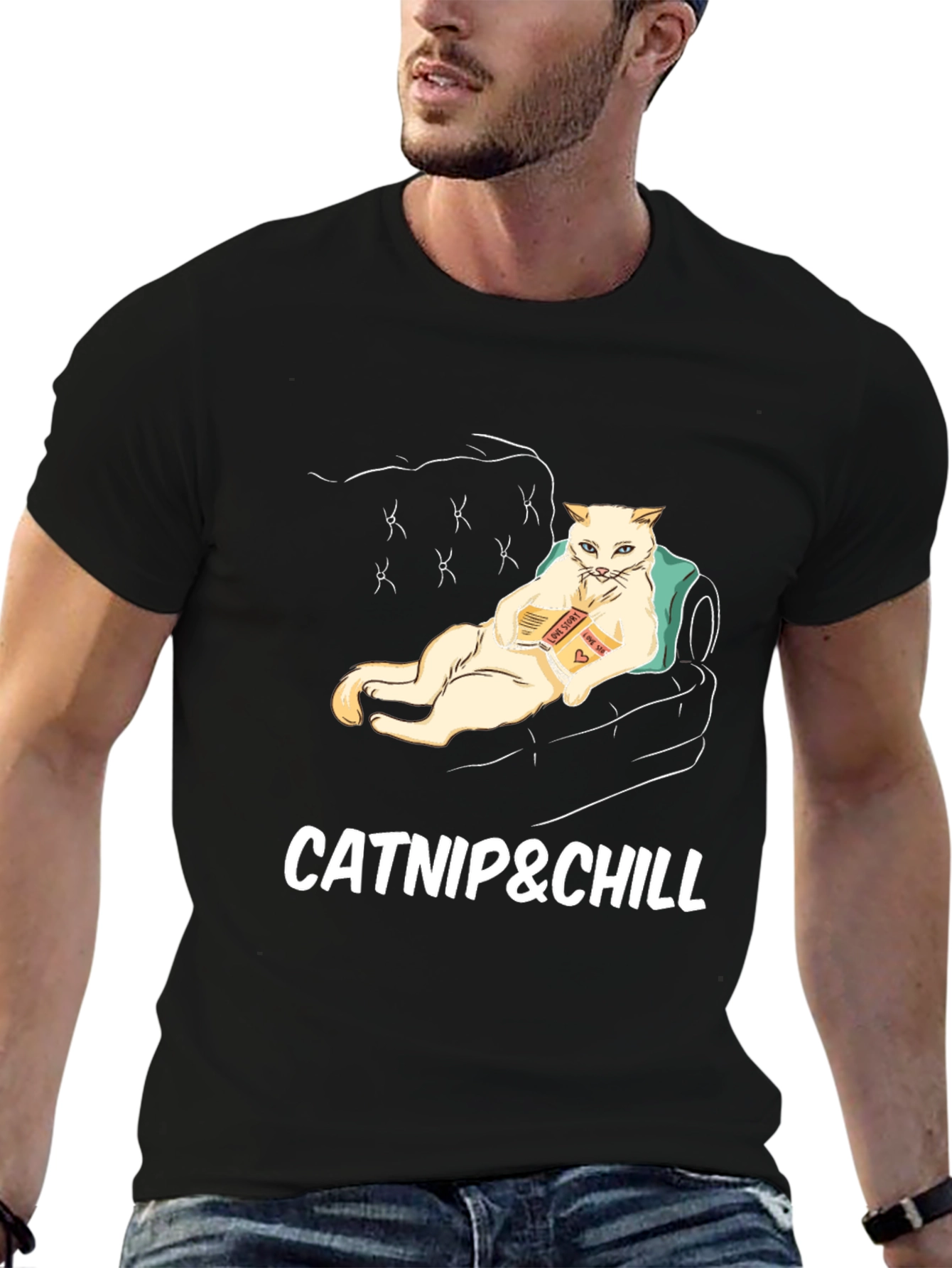 Catnip & Chill Graphic T-Shirt - Relaxed Cat Design