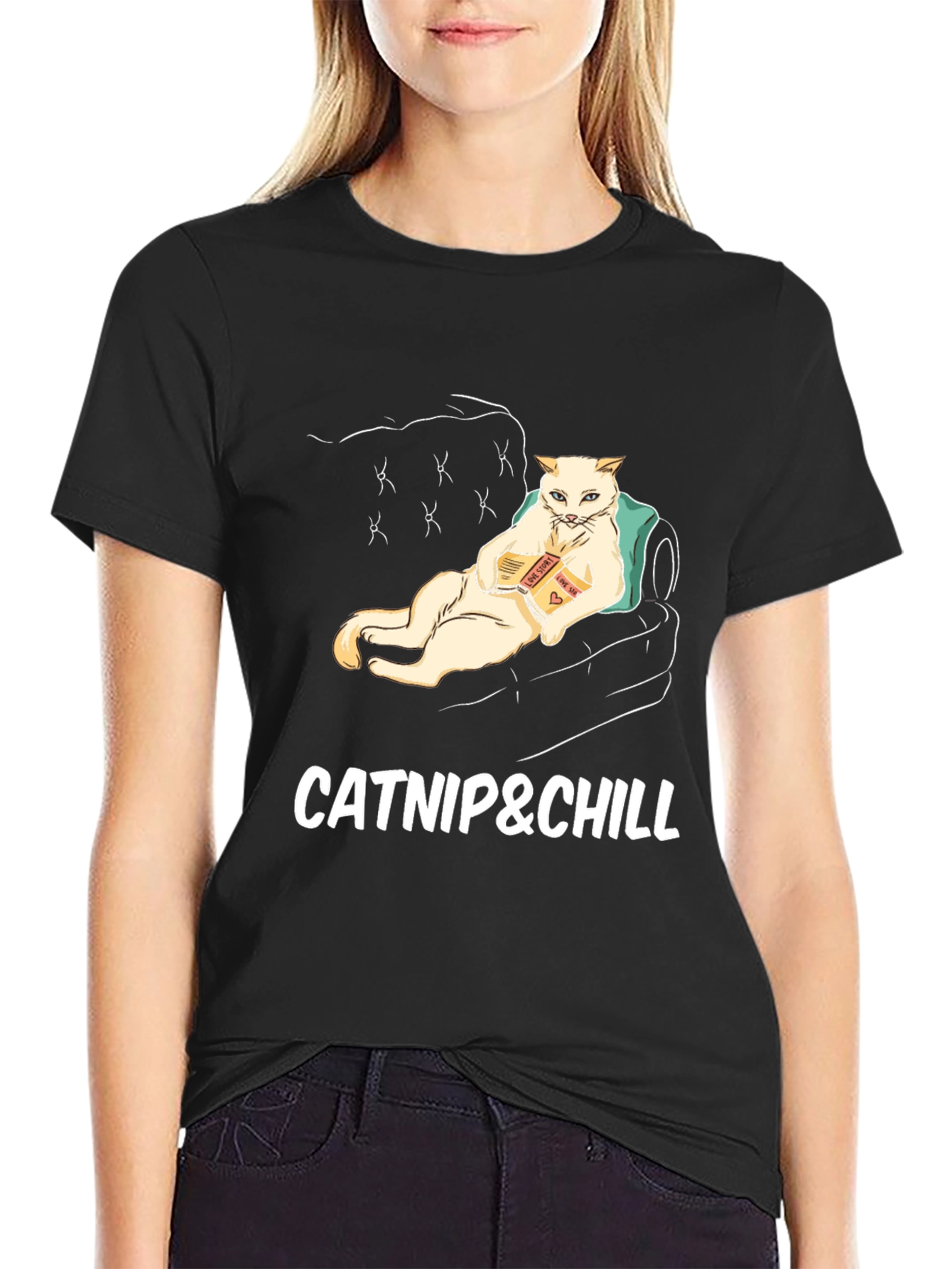 Catnip & Chill Graphic T-Shirt - Relaxed Cat Design