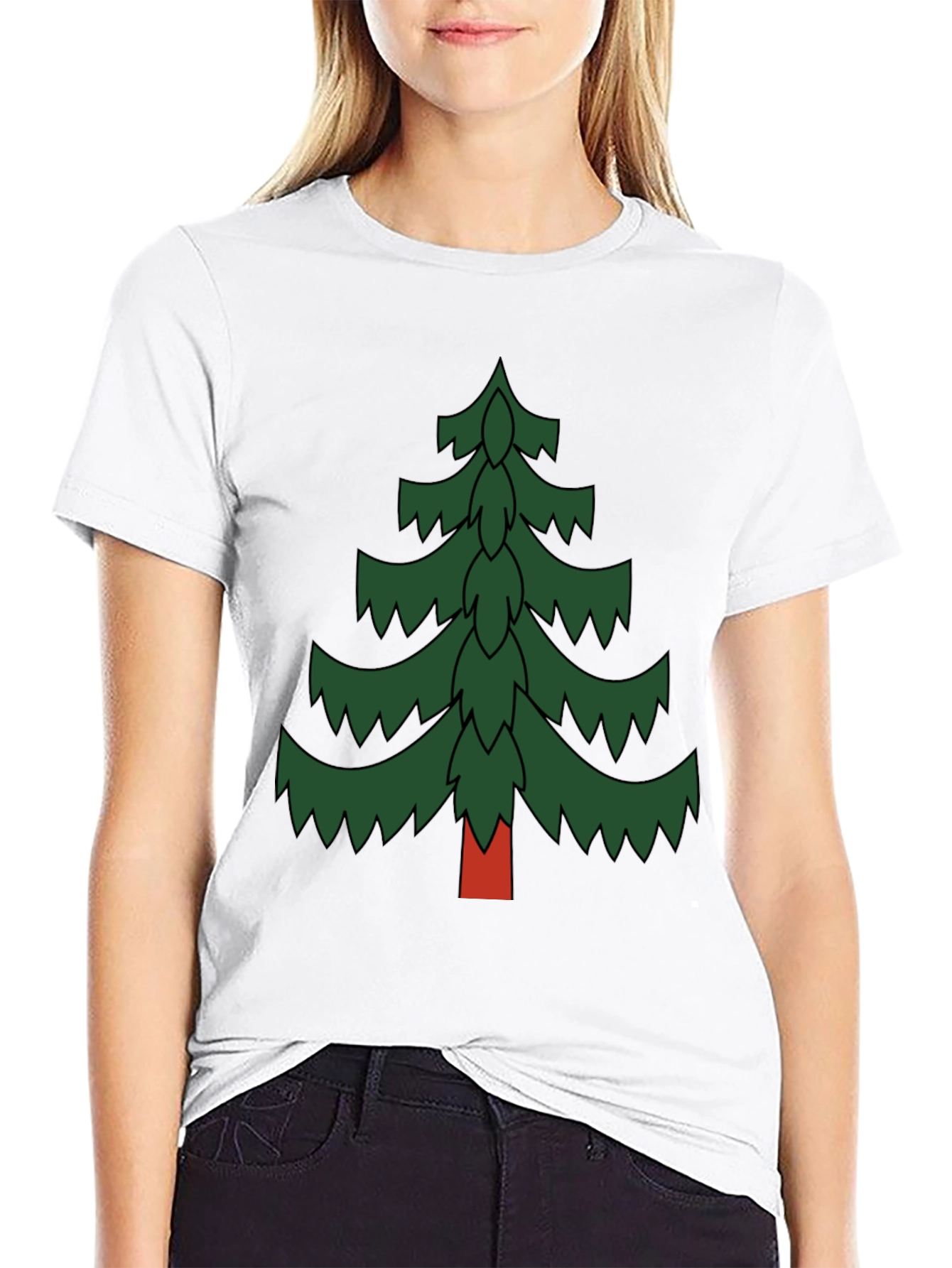 Festive Pine Tree Graphic Tee - Holiday Spirit