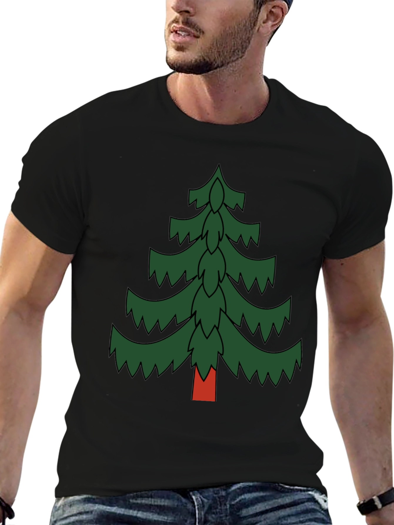 Festive Pine Tree Graphic Tee - Holiday Spirit