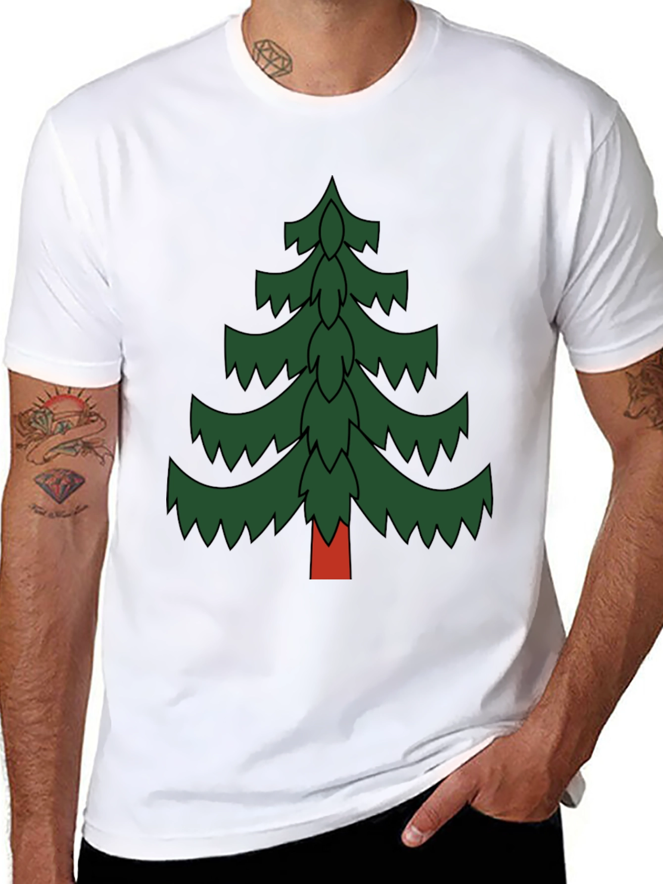 Festive Pine Tree Graphic Tee - Holiday Spirit