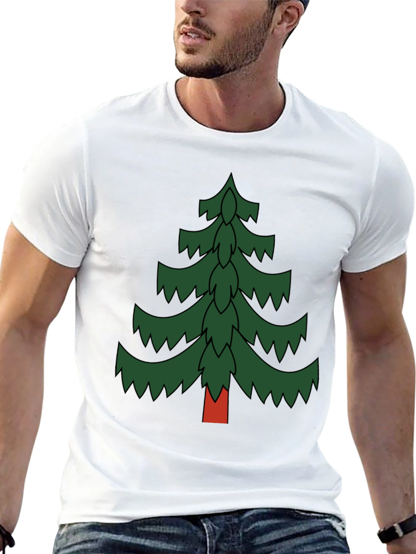 Festive Pine Tree Graphic Tee - Holiday Spirit
