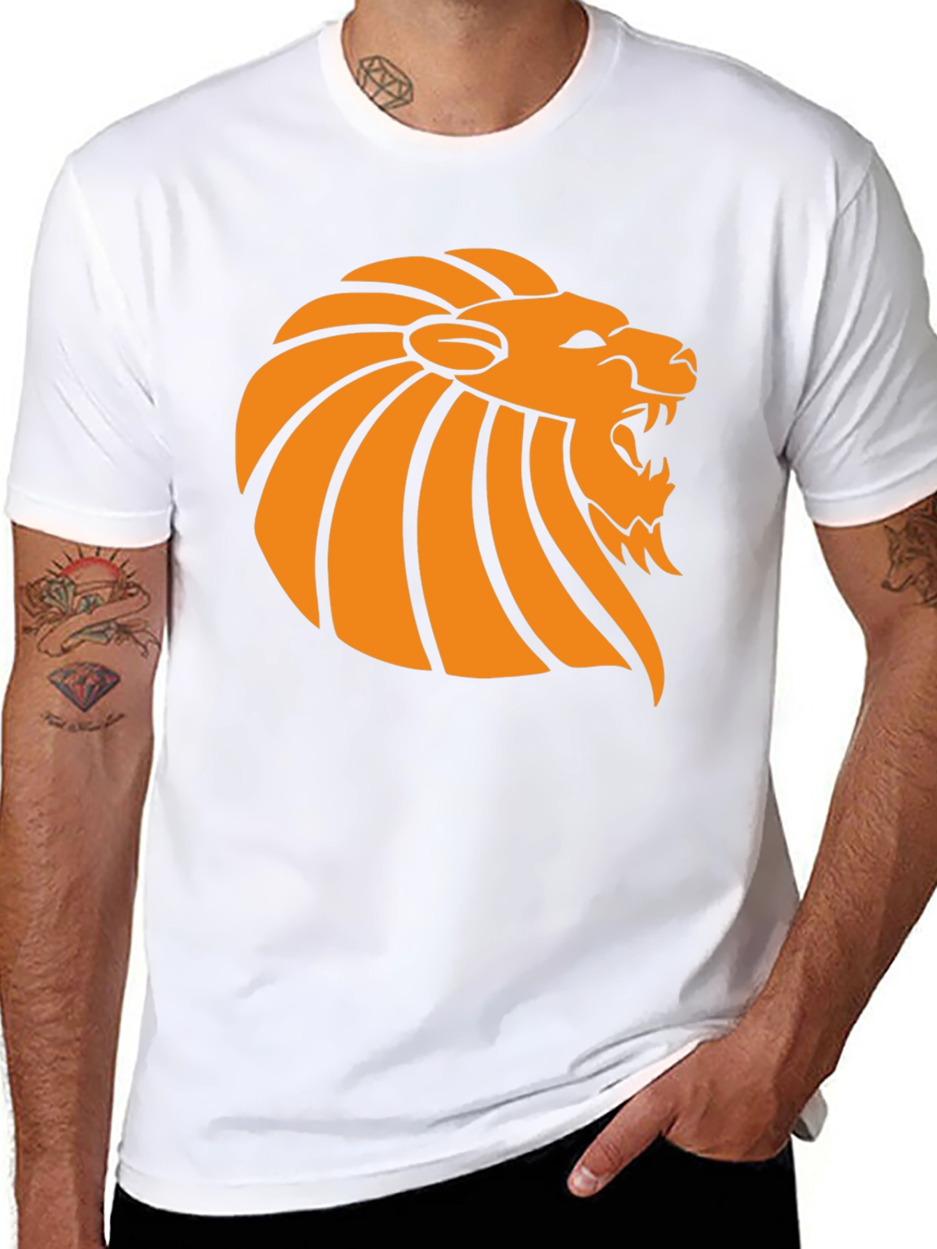 Lion Graphic Tee - Black Cotton T-Shirt