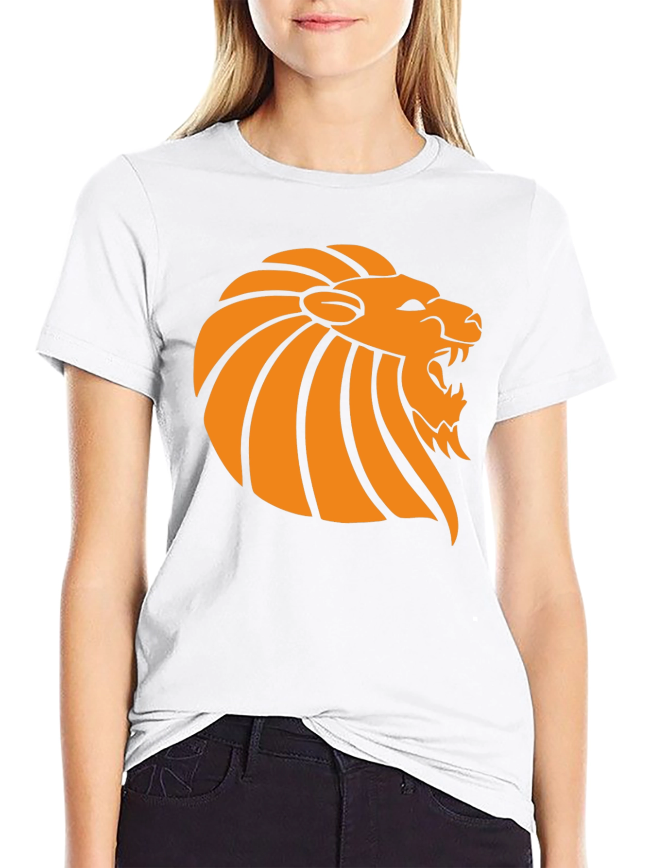 Lion Graphic Tee - Black Cotton T-Shirt