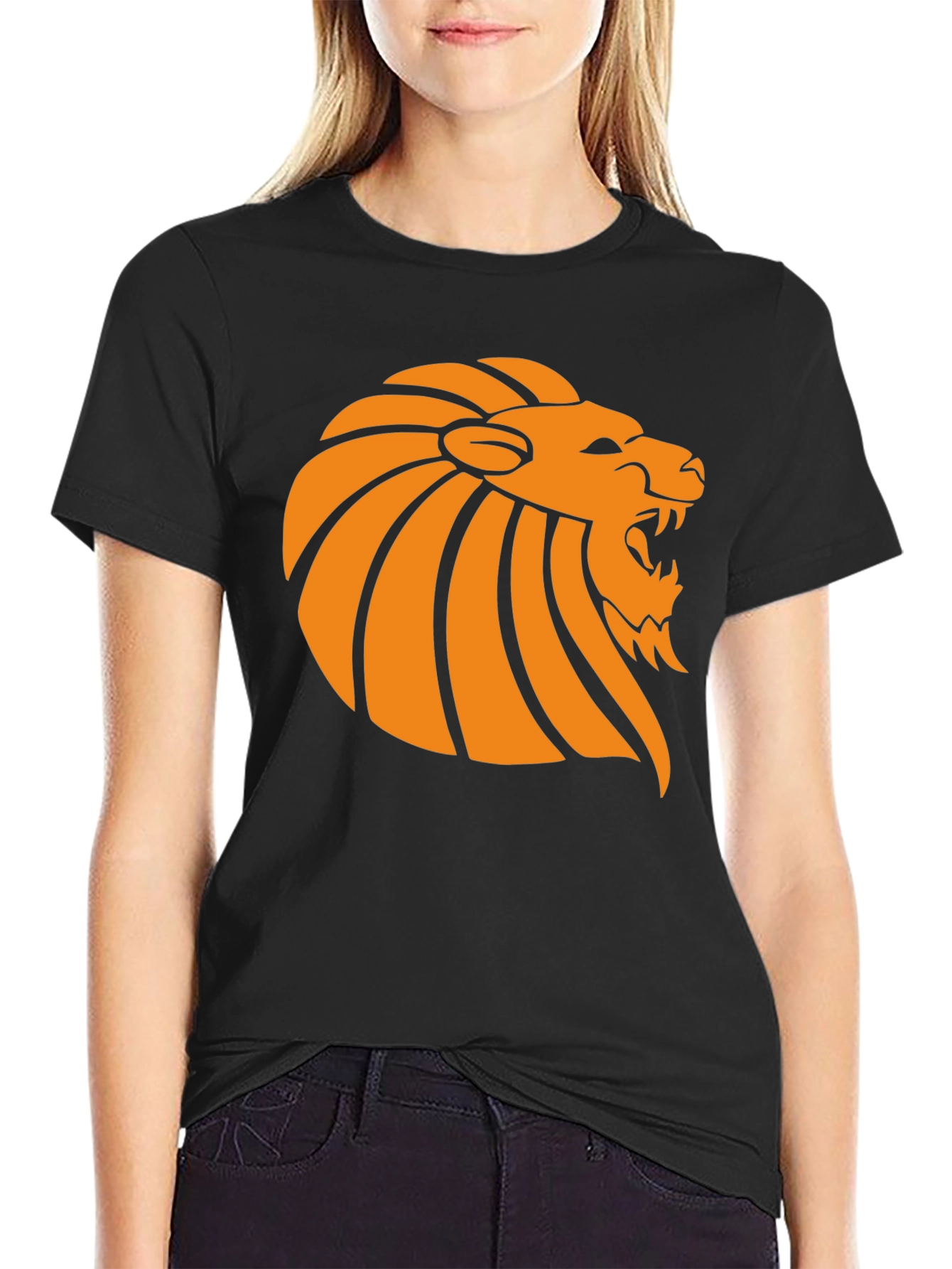 Lion Graphic Tee - Black Cotton T-Shirt