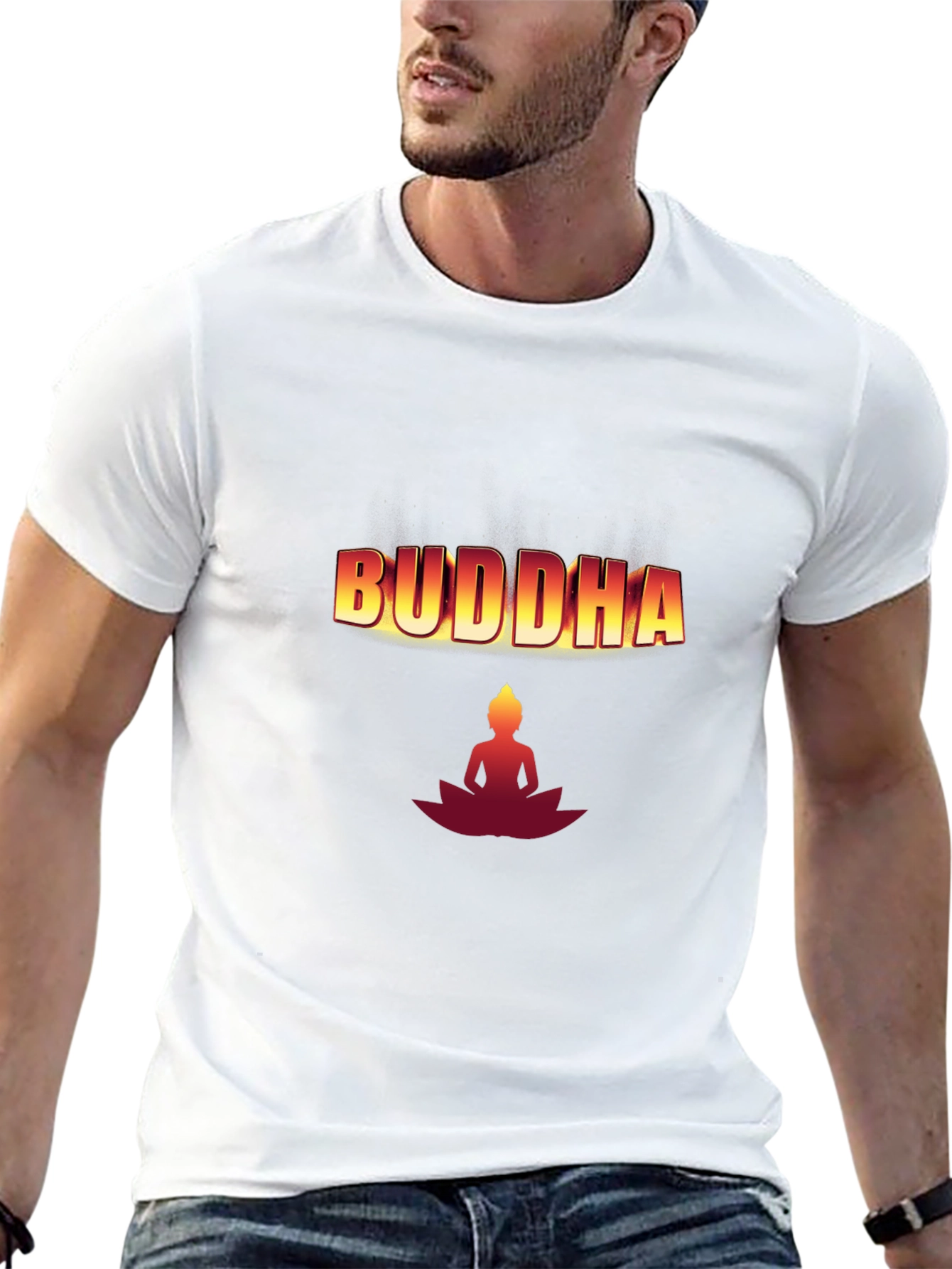 Buddha Graphic T-Shirt - Black Cotton Blend