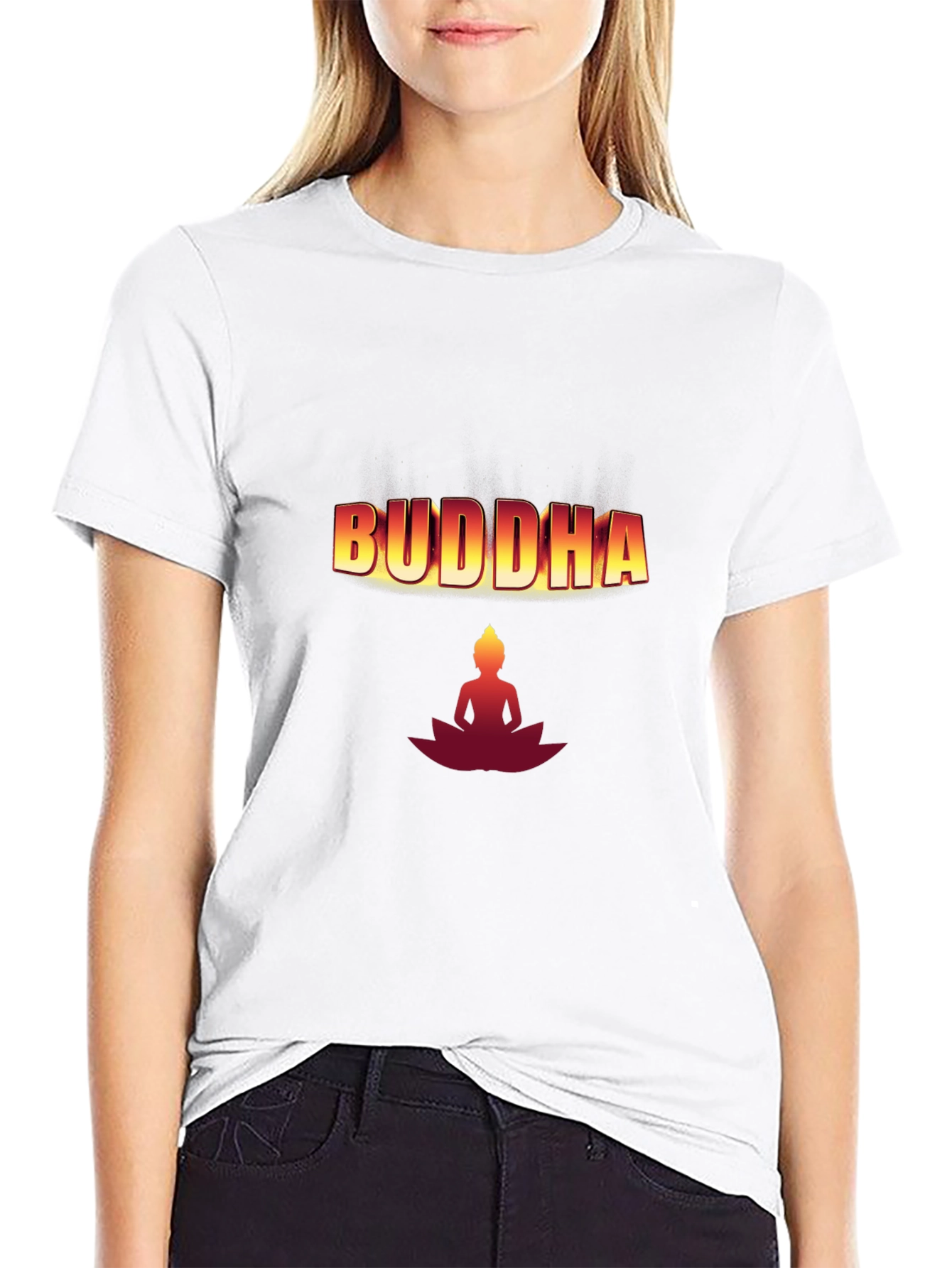 Buddha Graphic T-Shirt - Black Cotton Blend