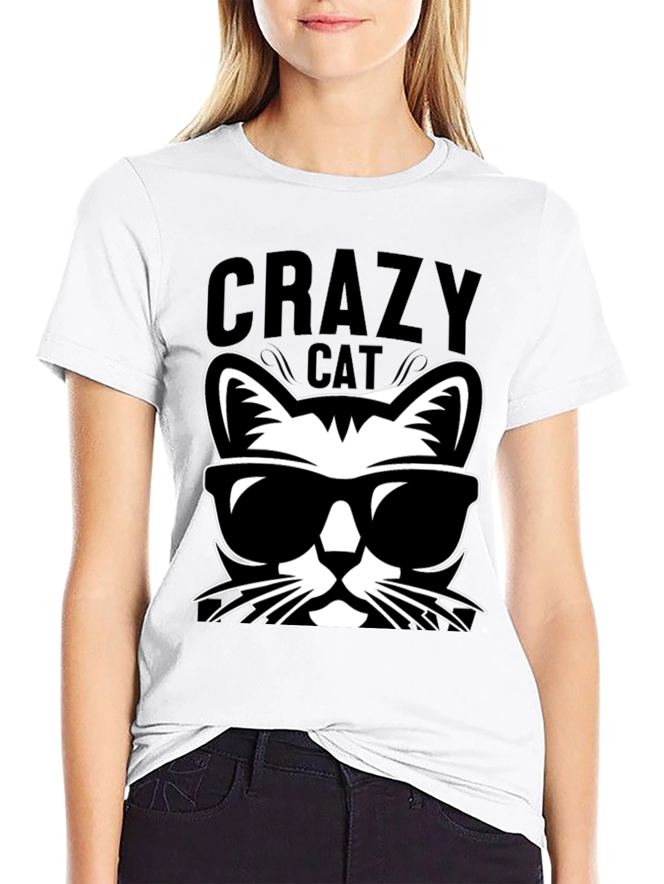 Crazy Cat T-Shirt Cool Shades Graphic Tee