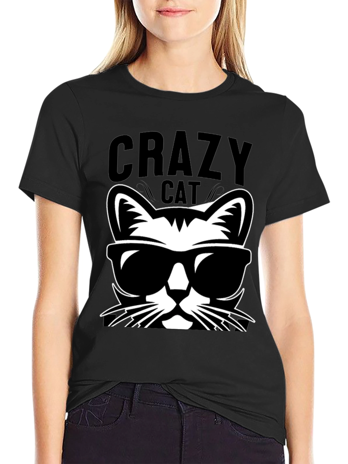 Crazy Cat T-Shirt Cool Shades Graphic Tee
