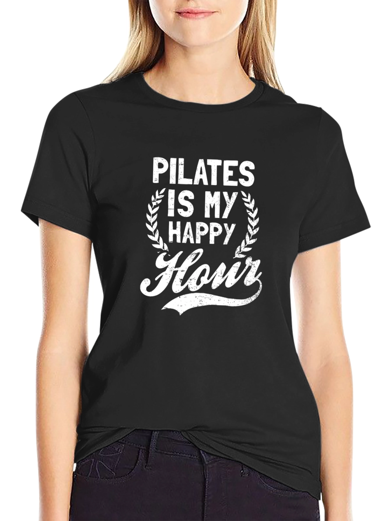 Pilates is My Happy Hour Black T-Shirt