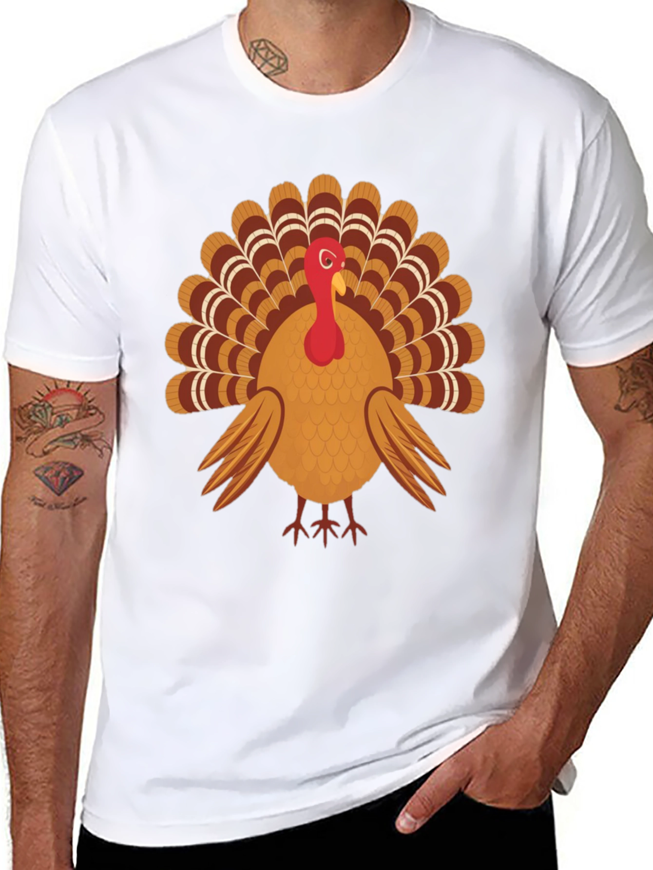 Thanksgiving Turkey Graphic Tee - Black