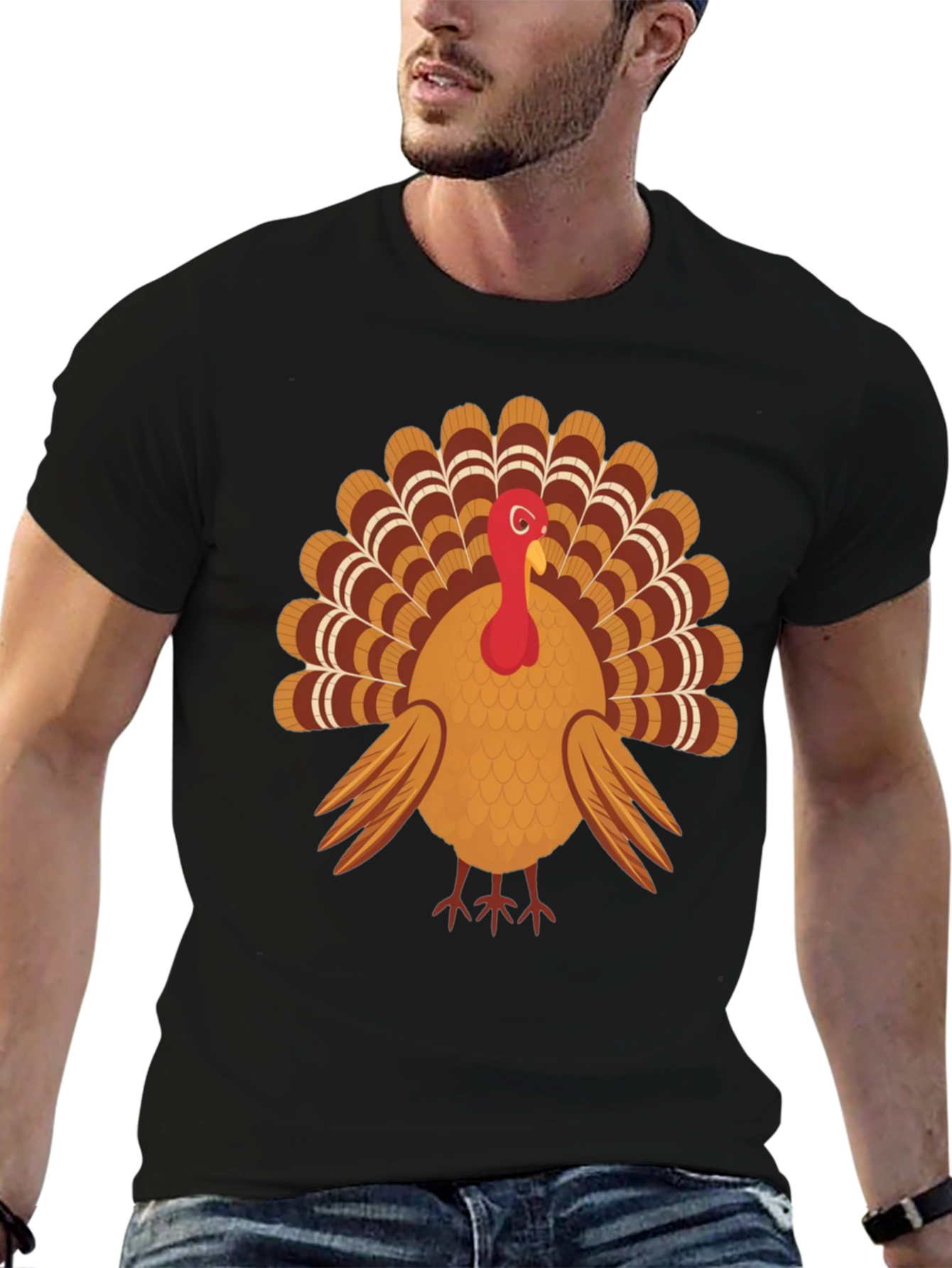 Thanksgiving Turkey Graphic Tee - Black