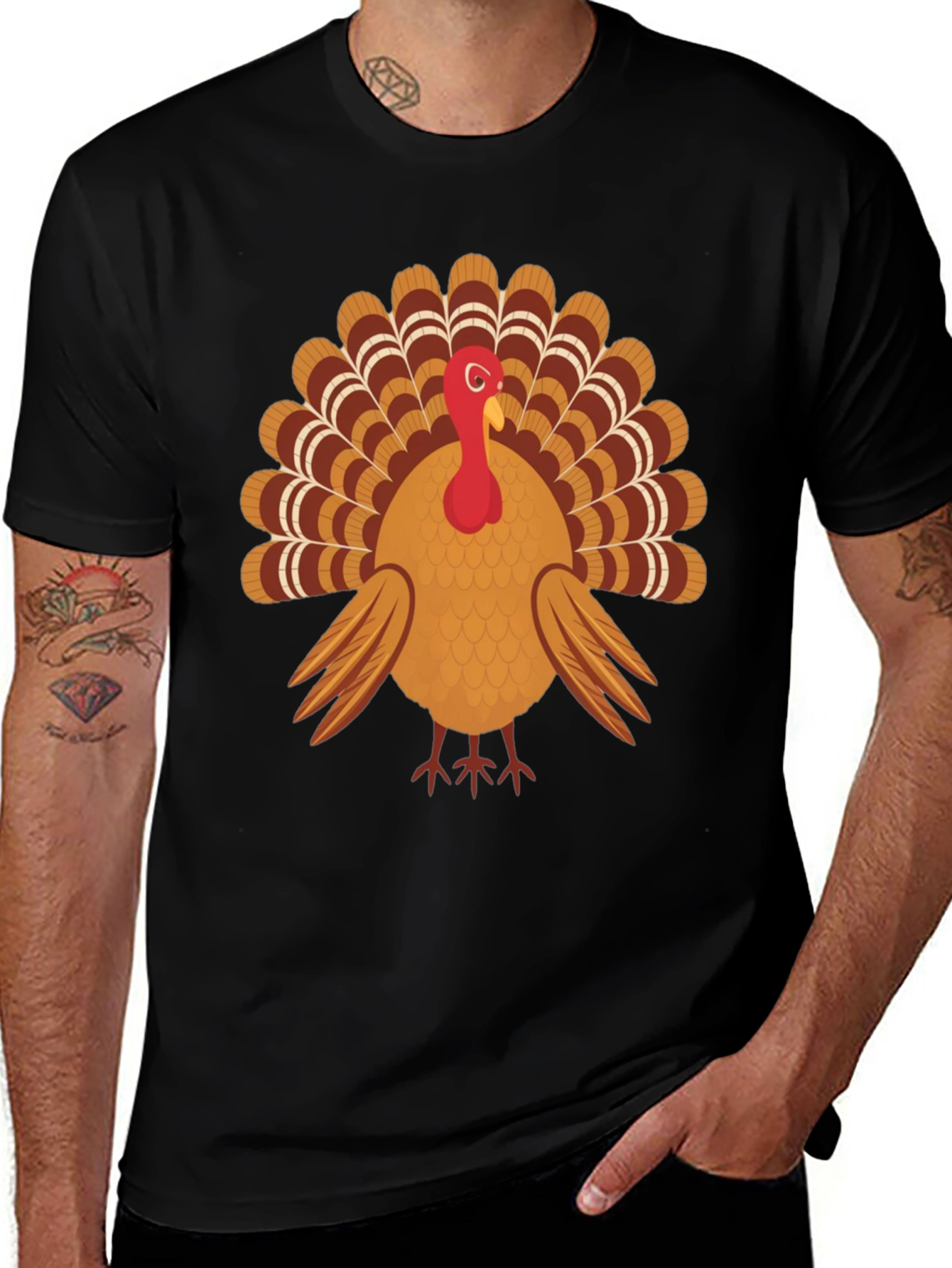 Thanksgiving Turkey Graphic Tee - Black