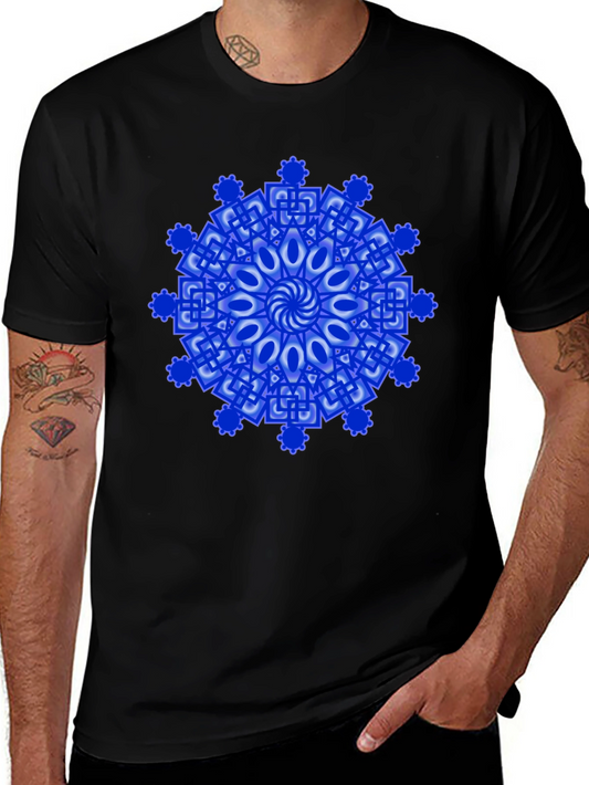 Blue Mandala Graphic T-Shirt - Artistic Design
