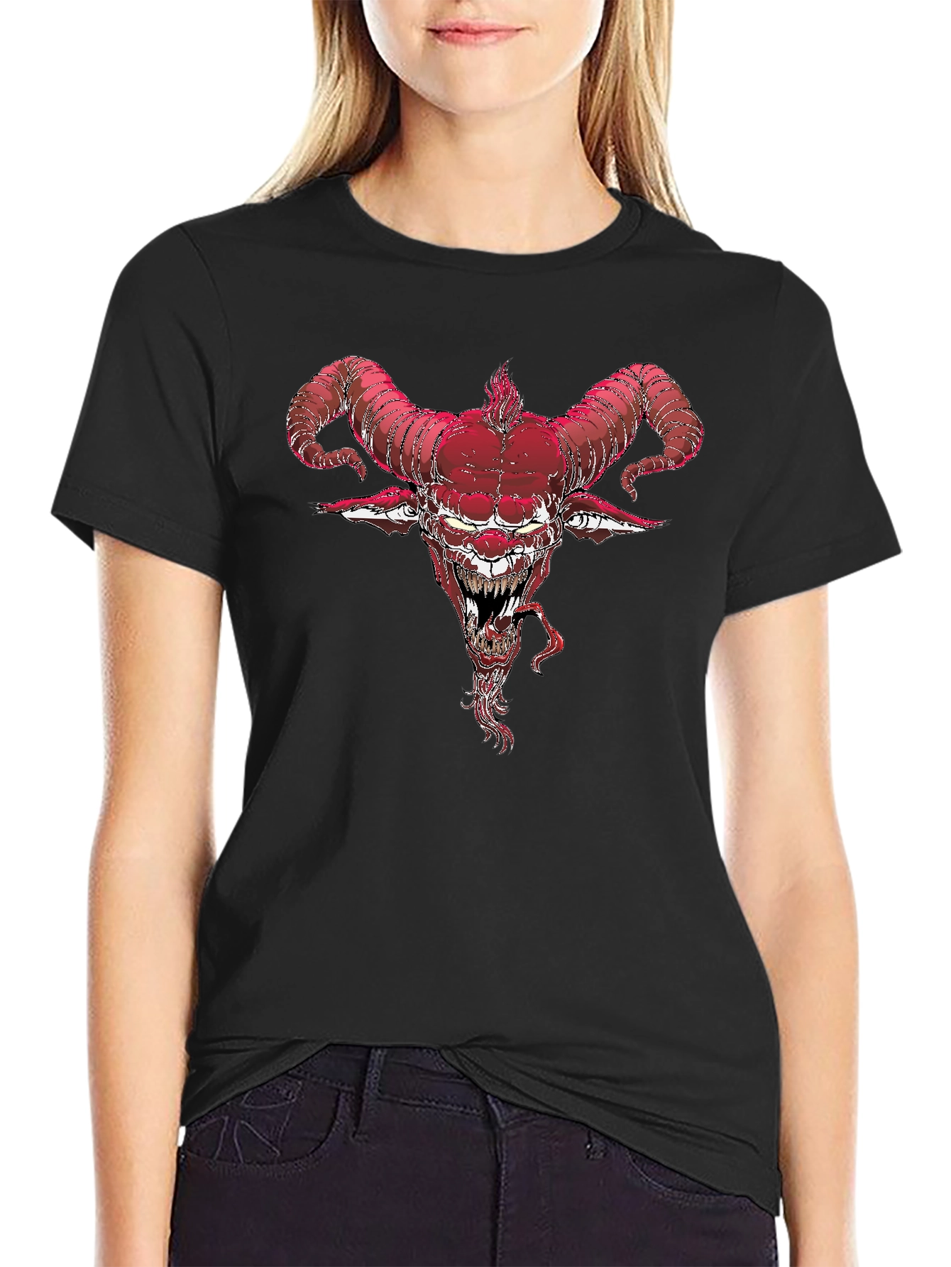 Devil Horns Graphic Tee - Black Cotton Blend