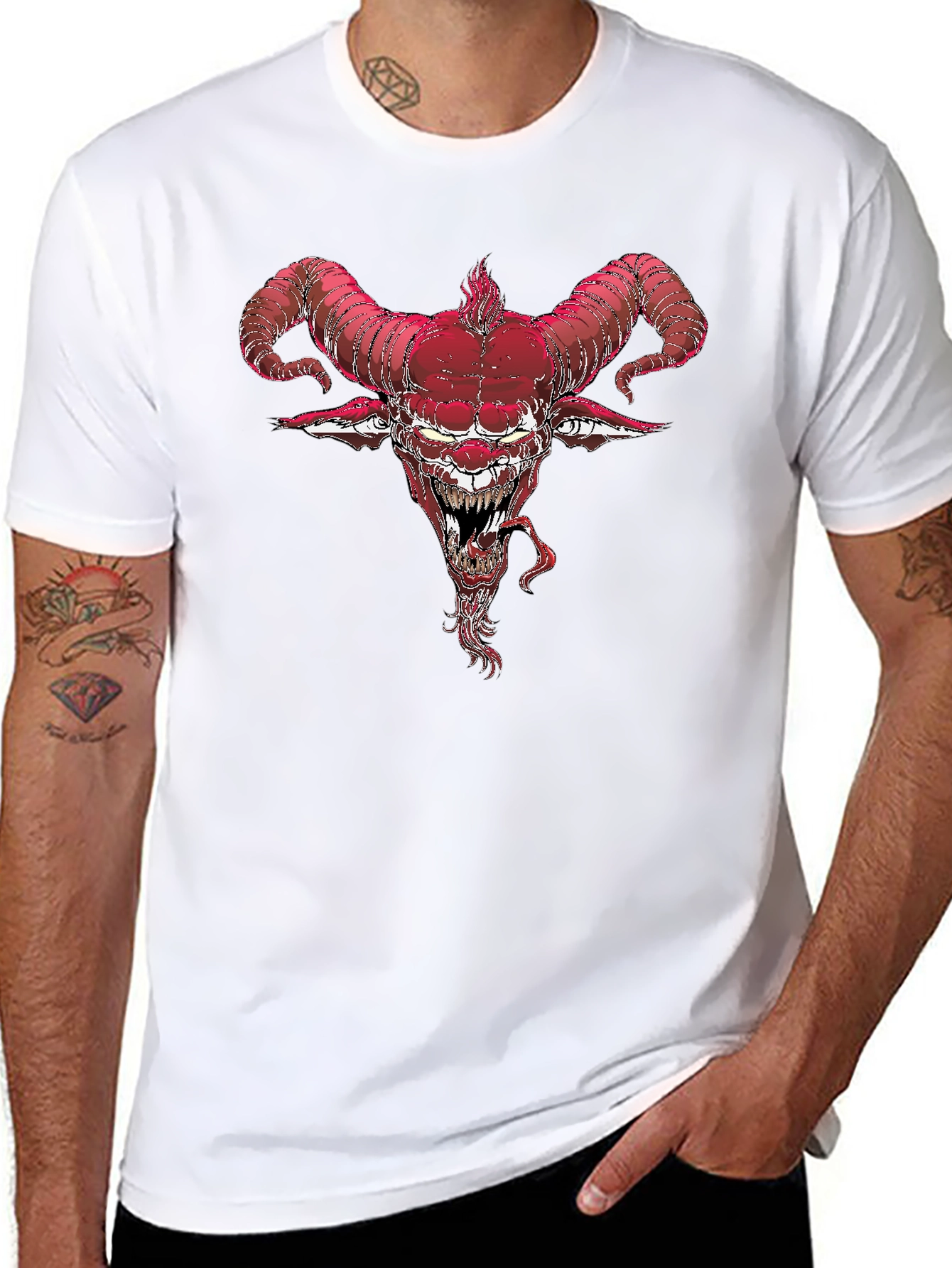 Devil Horns Graphic Tee - Black Cotton Blend