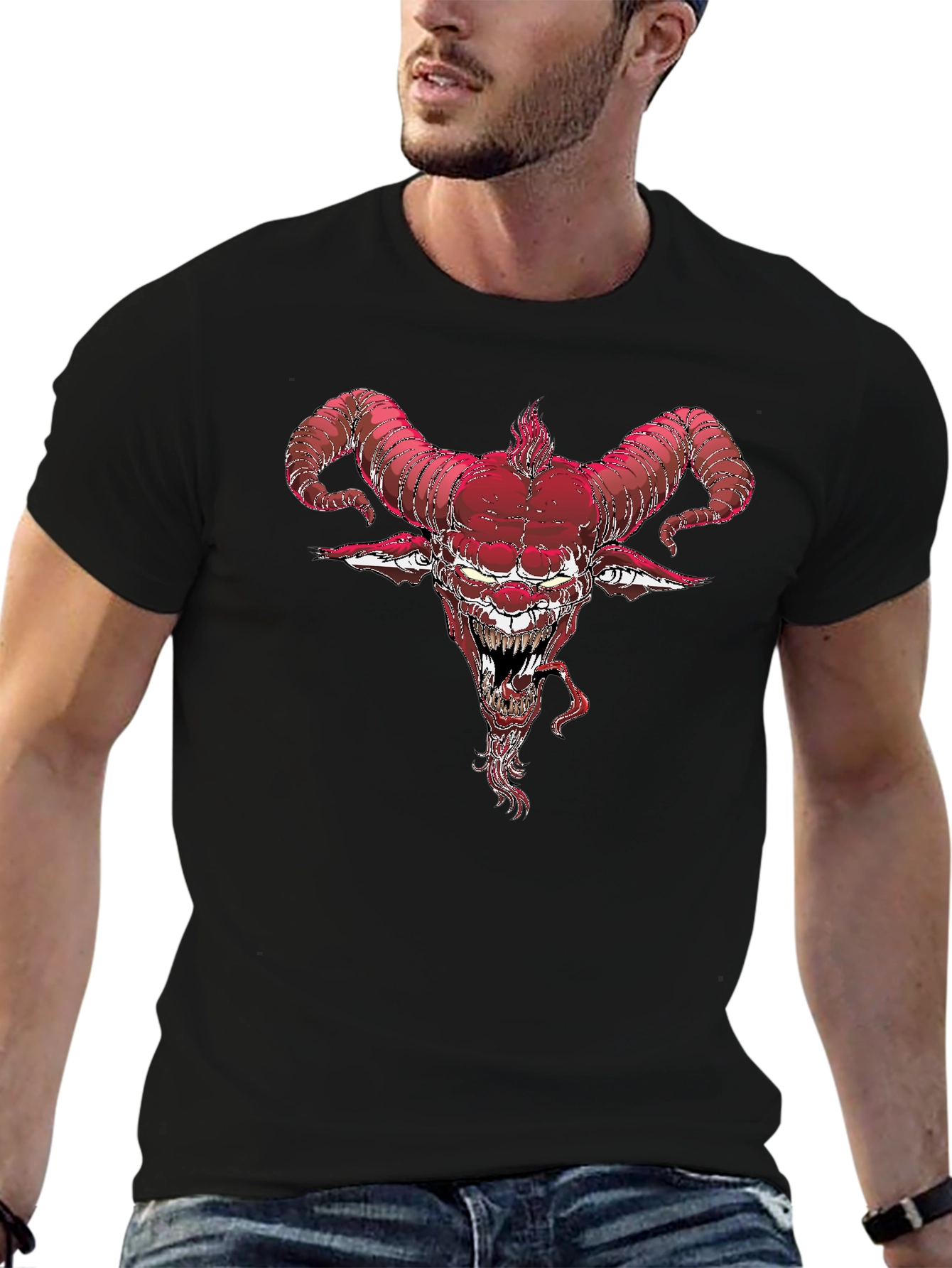 Devil Horns Graphic Tee - Black Cotton Blend