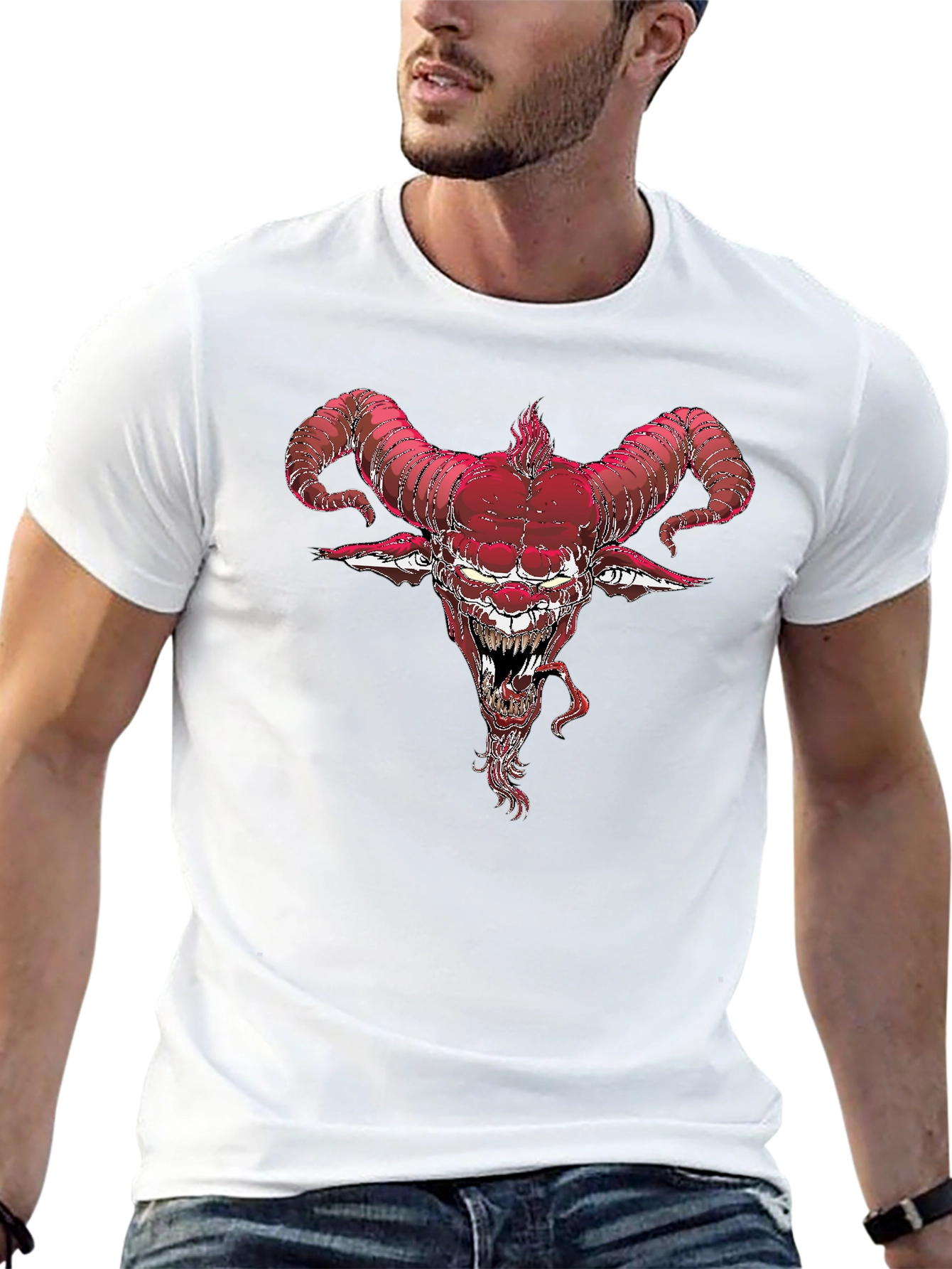 Devil Horns Graphic Tee - Black Cotton Blend