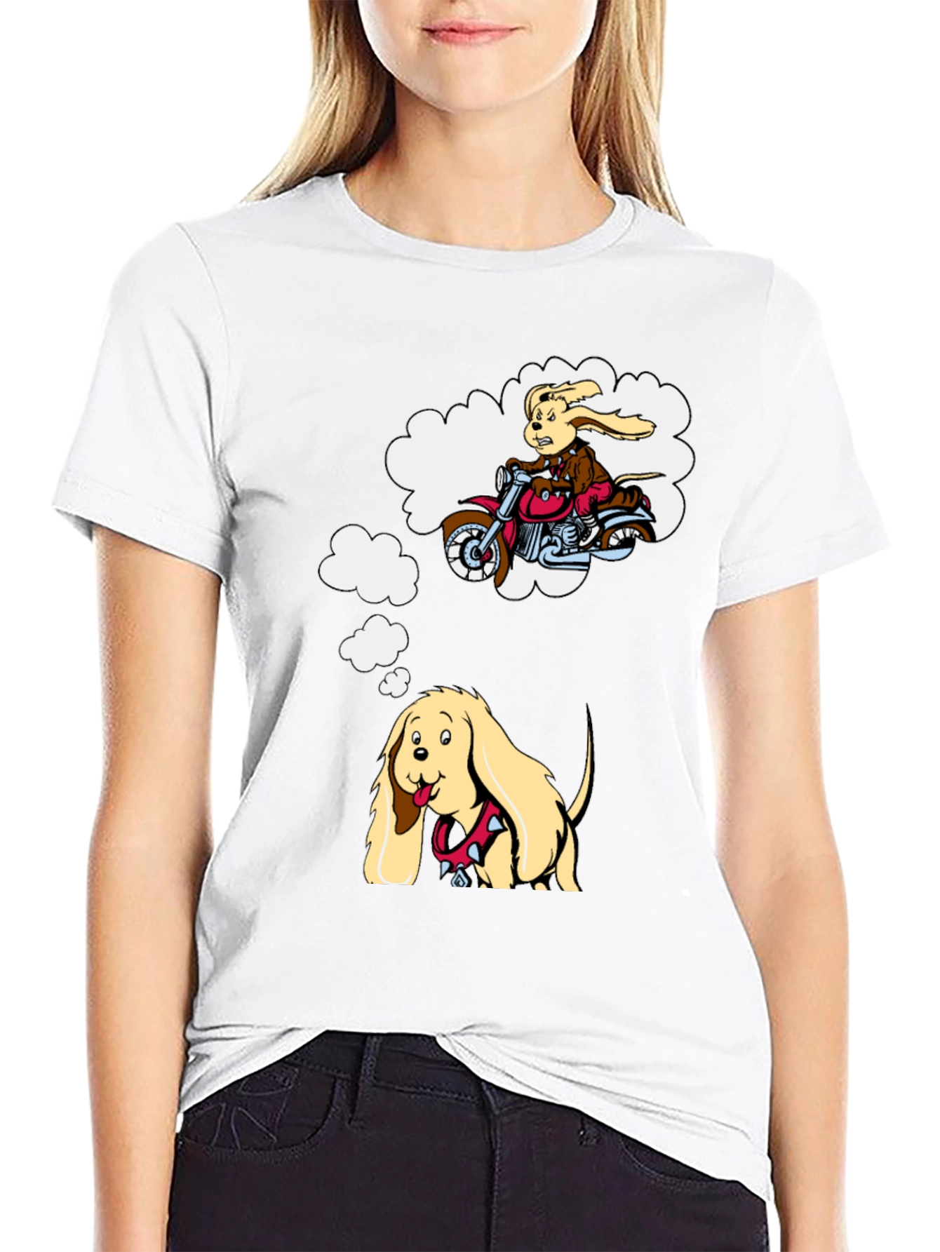 Dreaming Dog Graphic Tee - Black Cotton T-Shirt