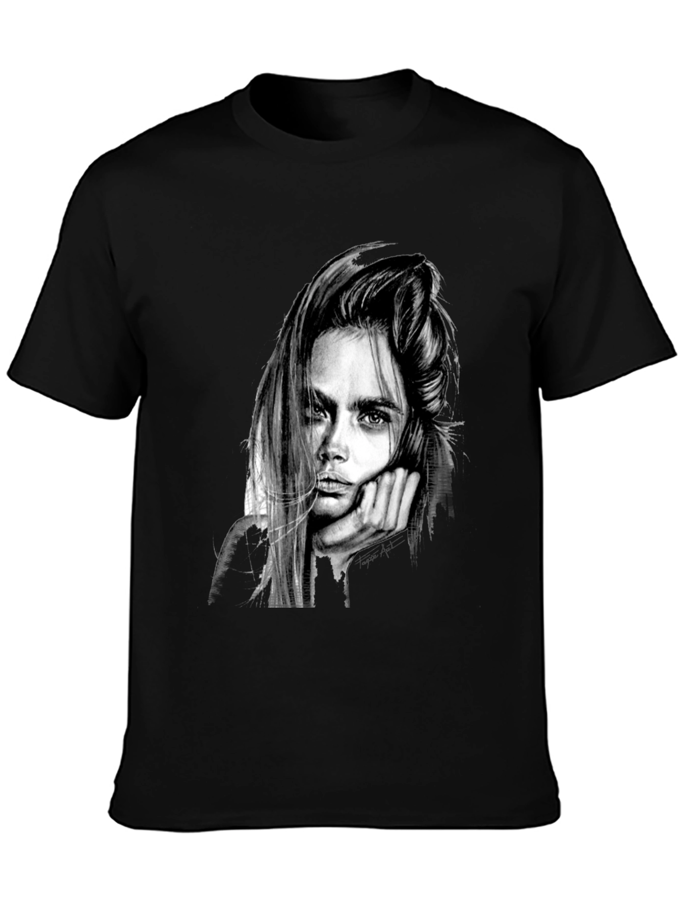 Cara Delevingne Graphic Print Black T-Shirt