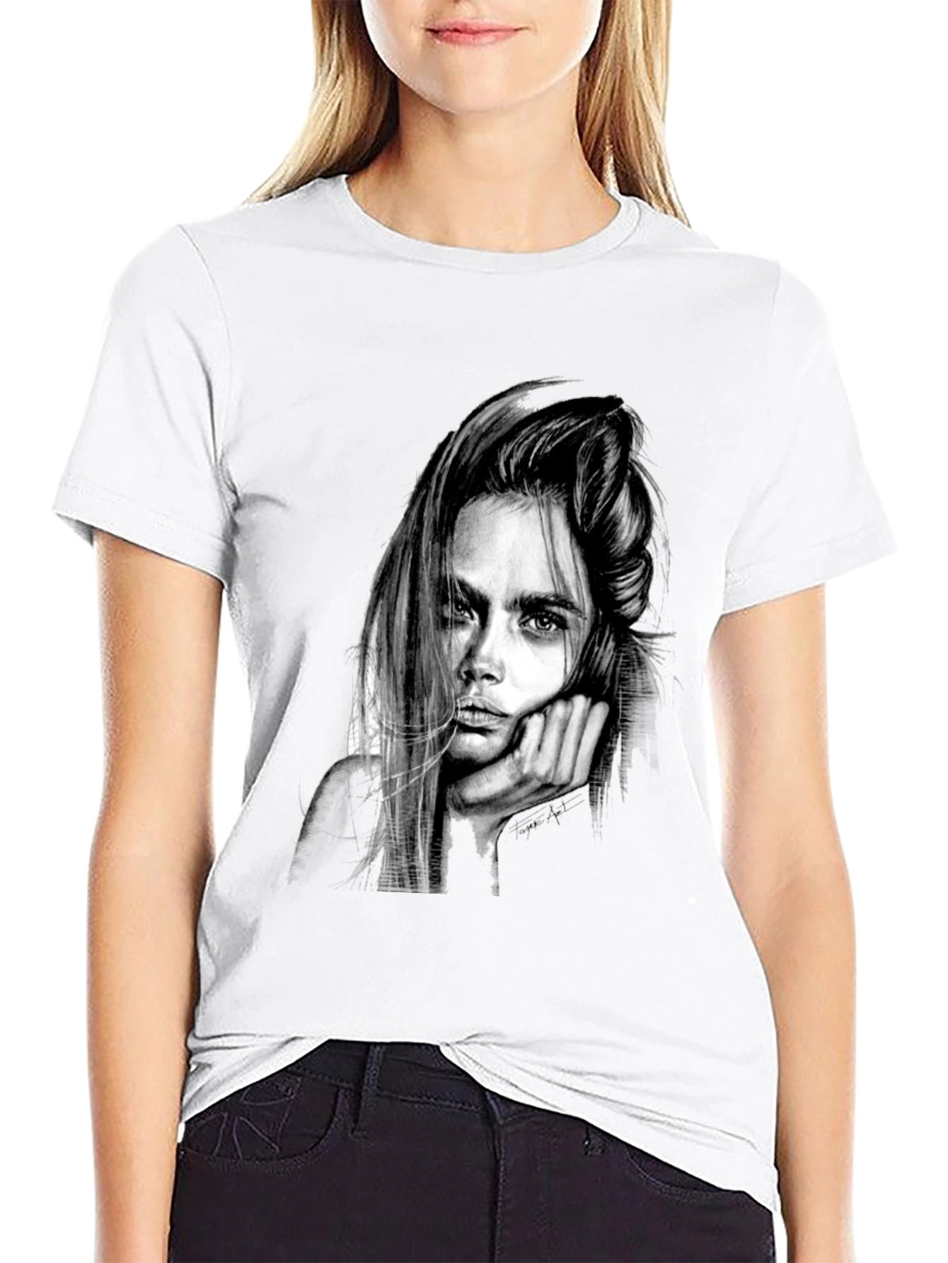 Cara Delevingne Graphic Print Black T-Shirt