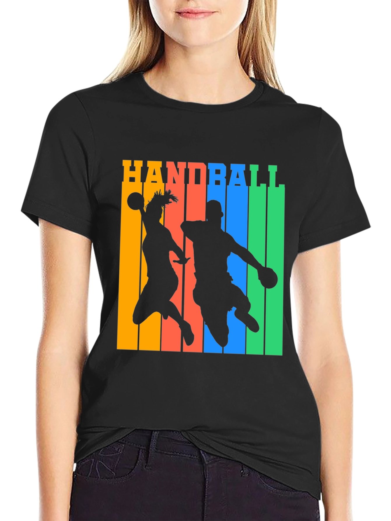 Handball Player Silhouette Graphic T-Shirt