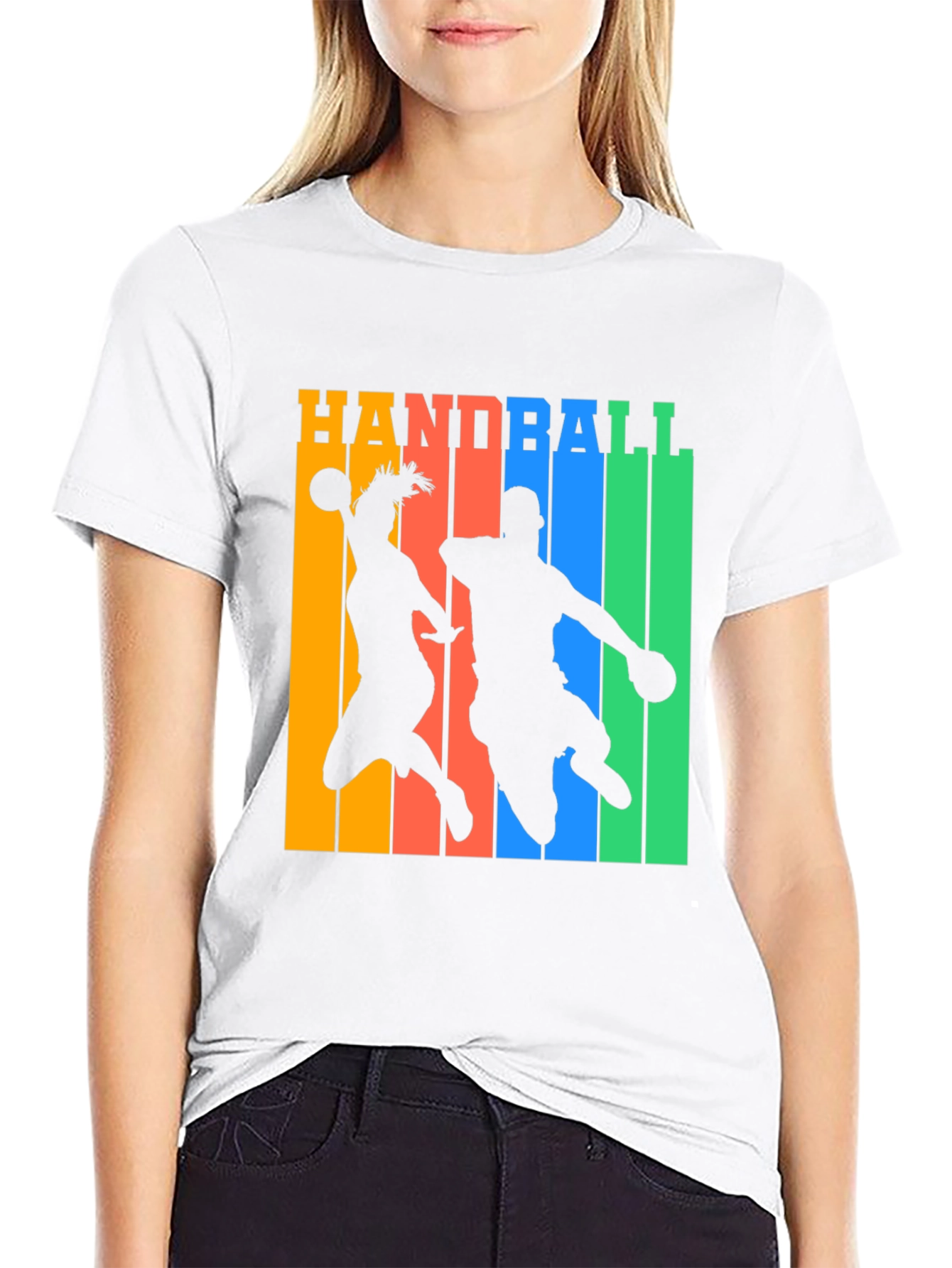 Handball Player Silhouette Graphic T-Shirt