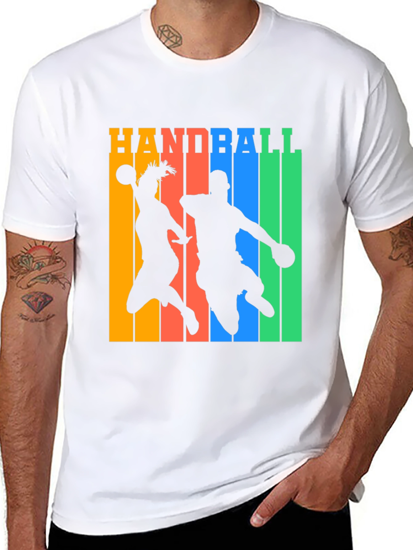 Handball Player Silhouette Graphic T-Shirt