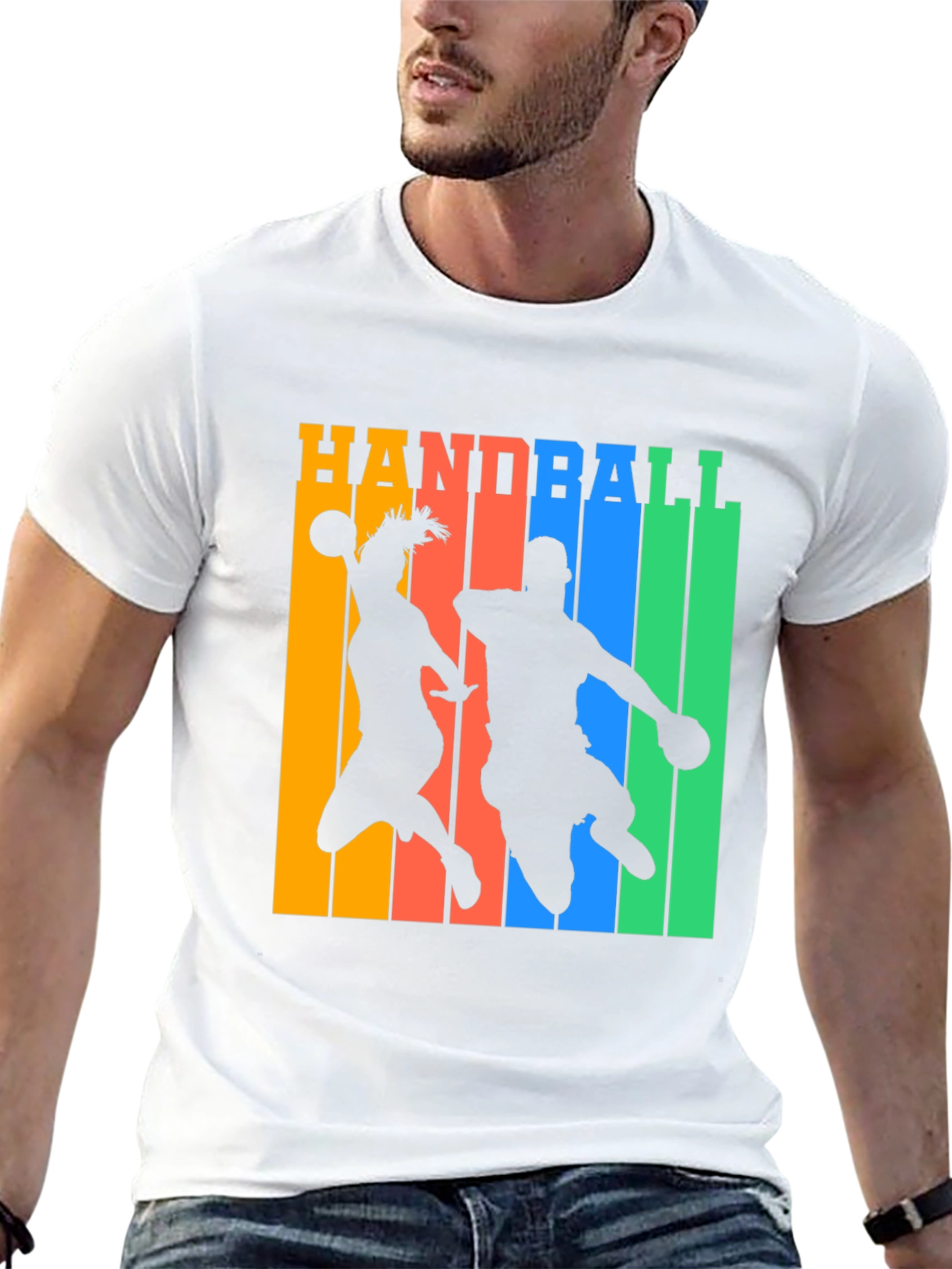 Handball Player Silhouette Graphic T-Shirt