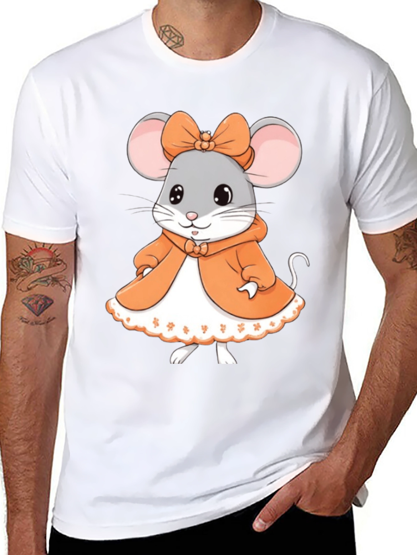 Cute Mouse Graphic Tee - Black Unisex T-Shirt