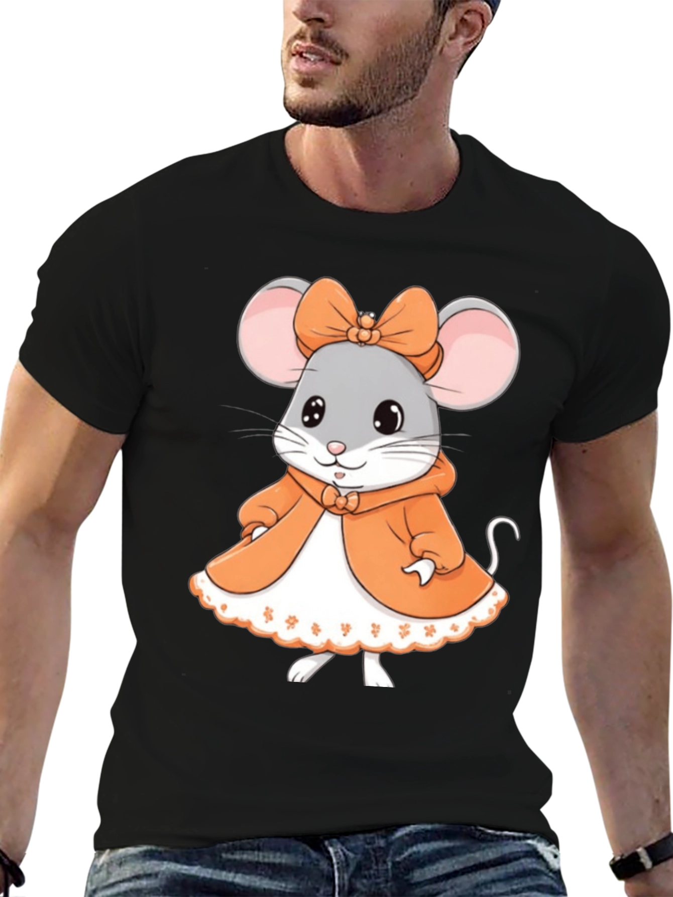 Cute Mouse Graphic Tee - Black Unisex T-Shirt