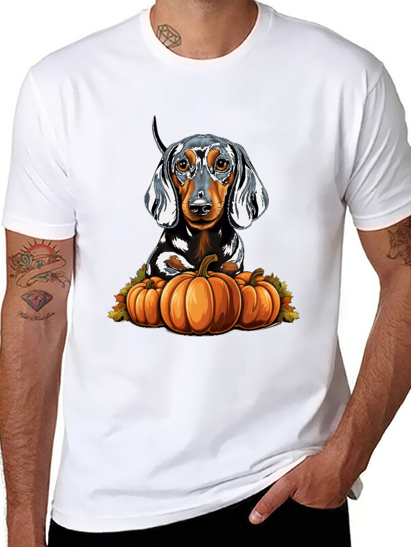 Dachshund & Pumpkins Graphic Tee