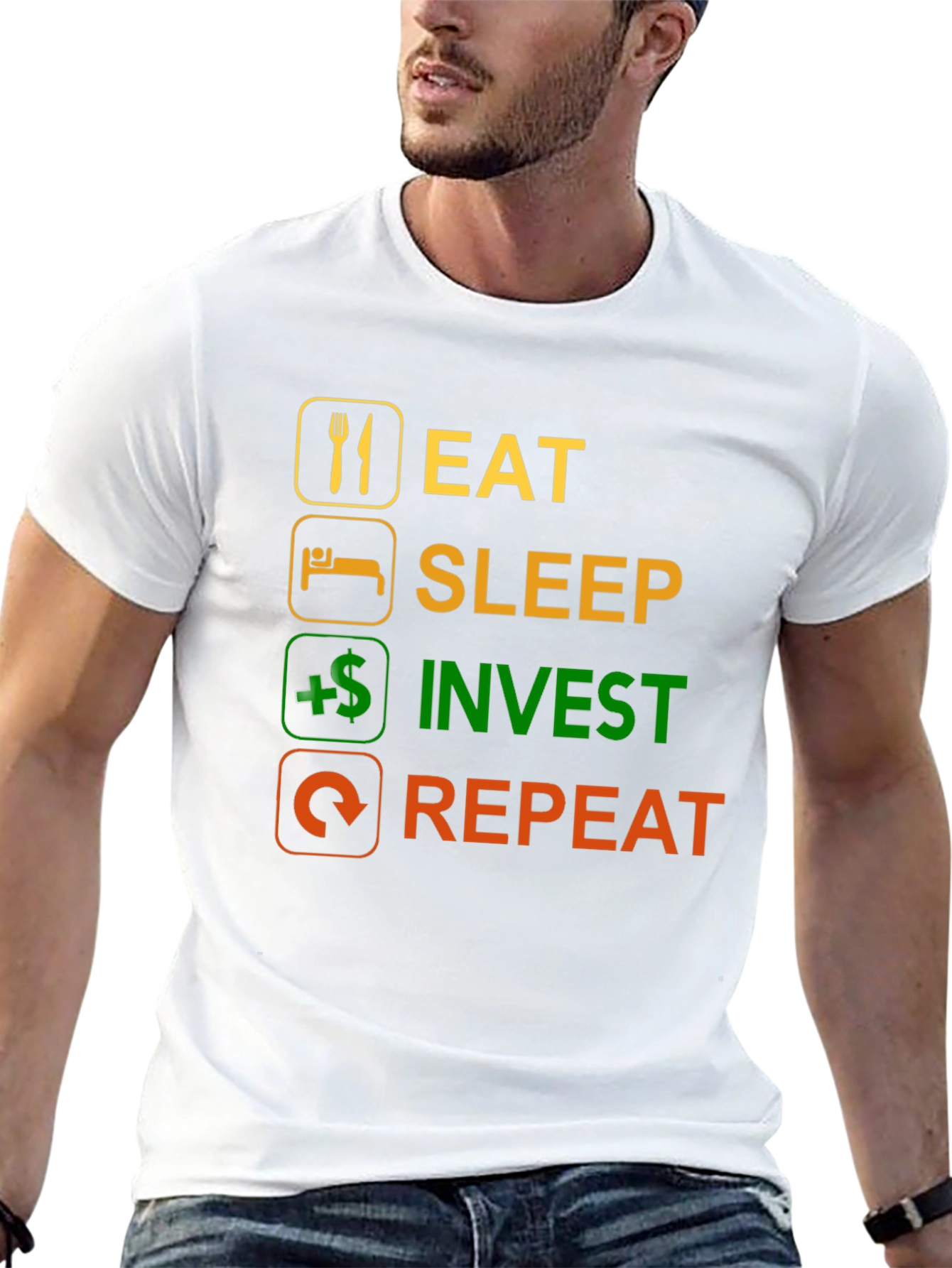 Eat Sleep Invest Repeat Black T-Shirt