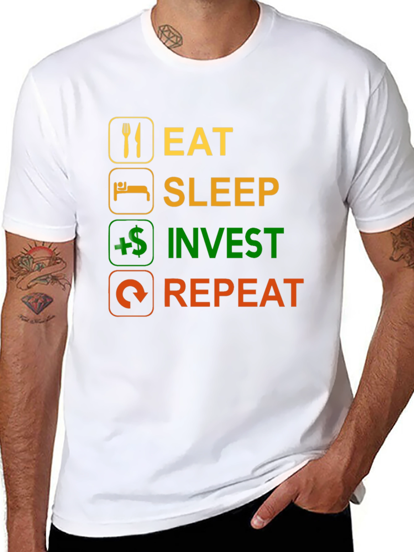 Eat Sleep Invest Repeat Black T-Shirt