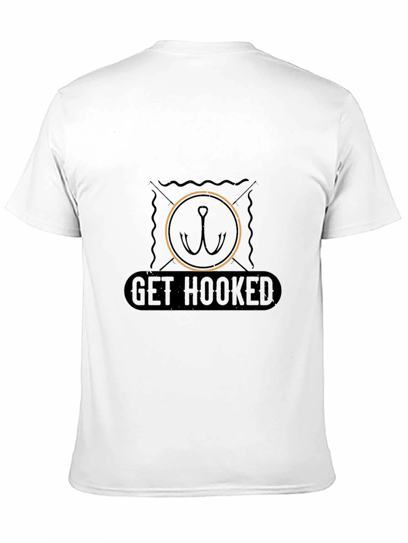 Get Hooked Fishing T-Shirt - Black Casual Tee