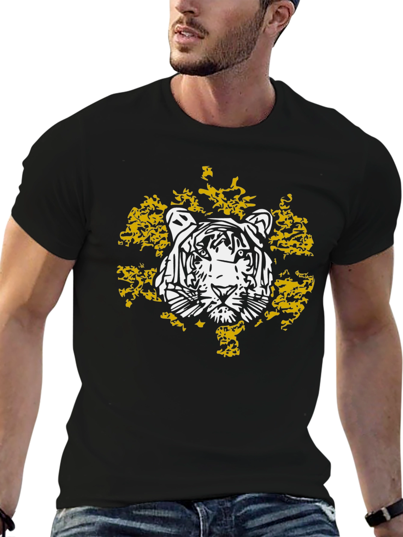 Tiger Graphic Tee - Stylish Black Cotton T-Shirt