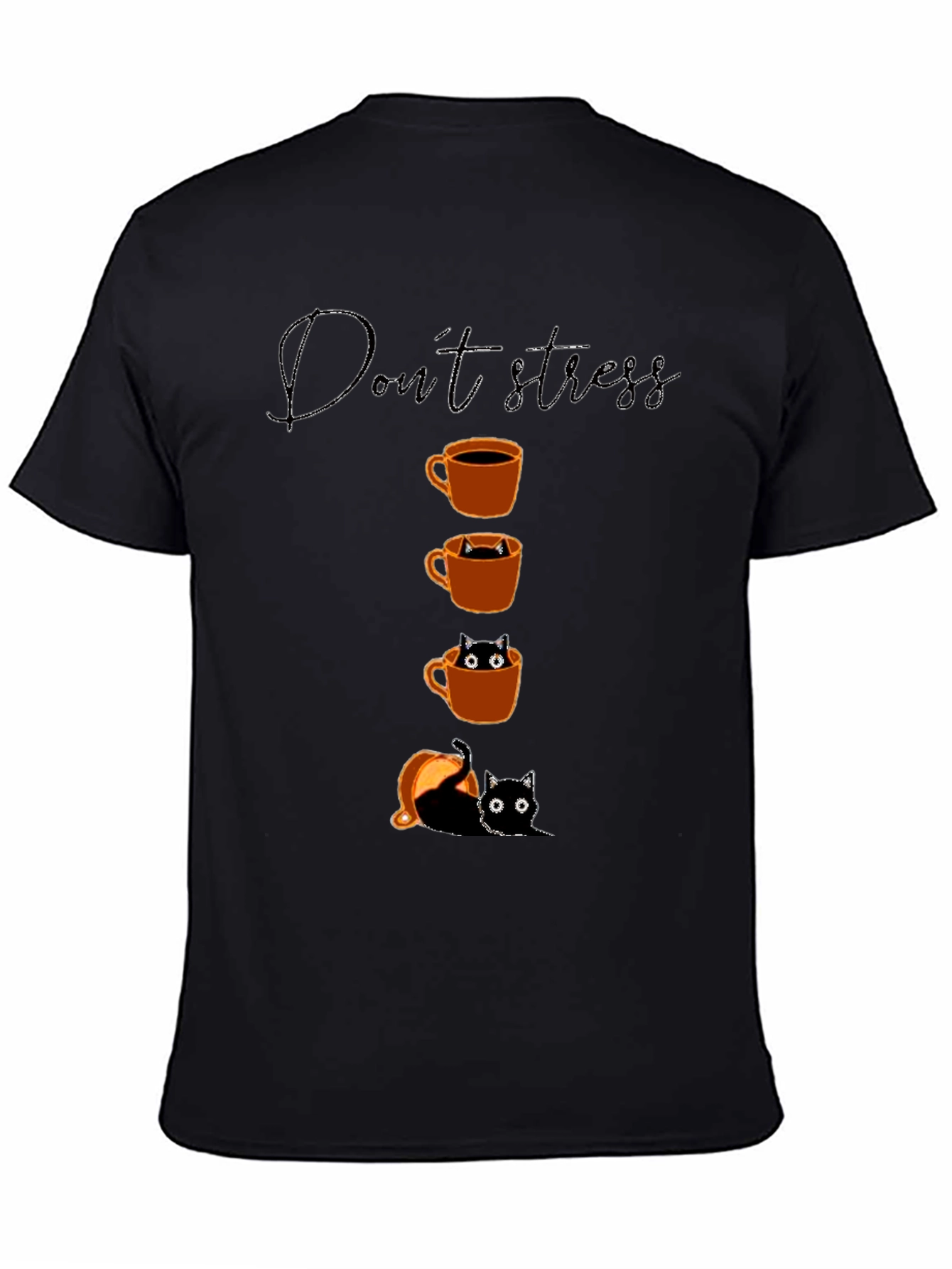 Dont Stress Black Cat & Coffee T-Shirt