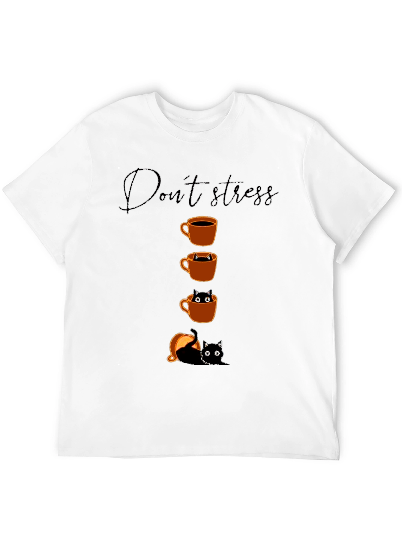 Dont Stress Black Cat & Coffee T-Shirt