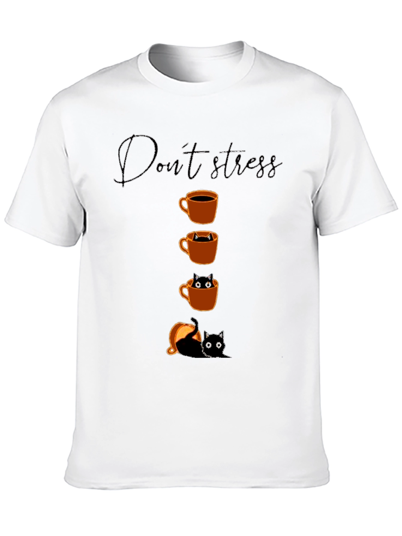 Dont Stress Black Cat & Coffee T-Shirt