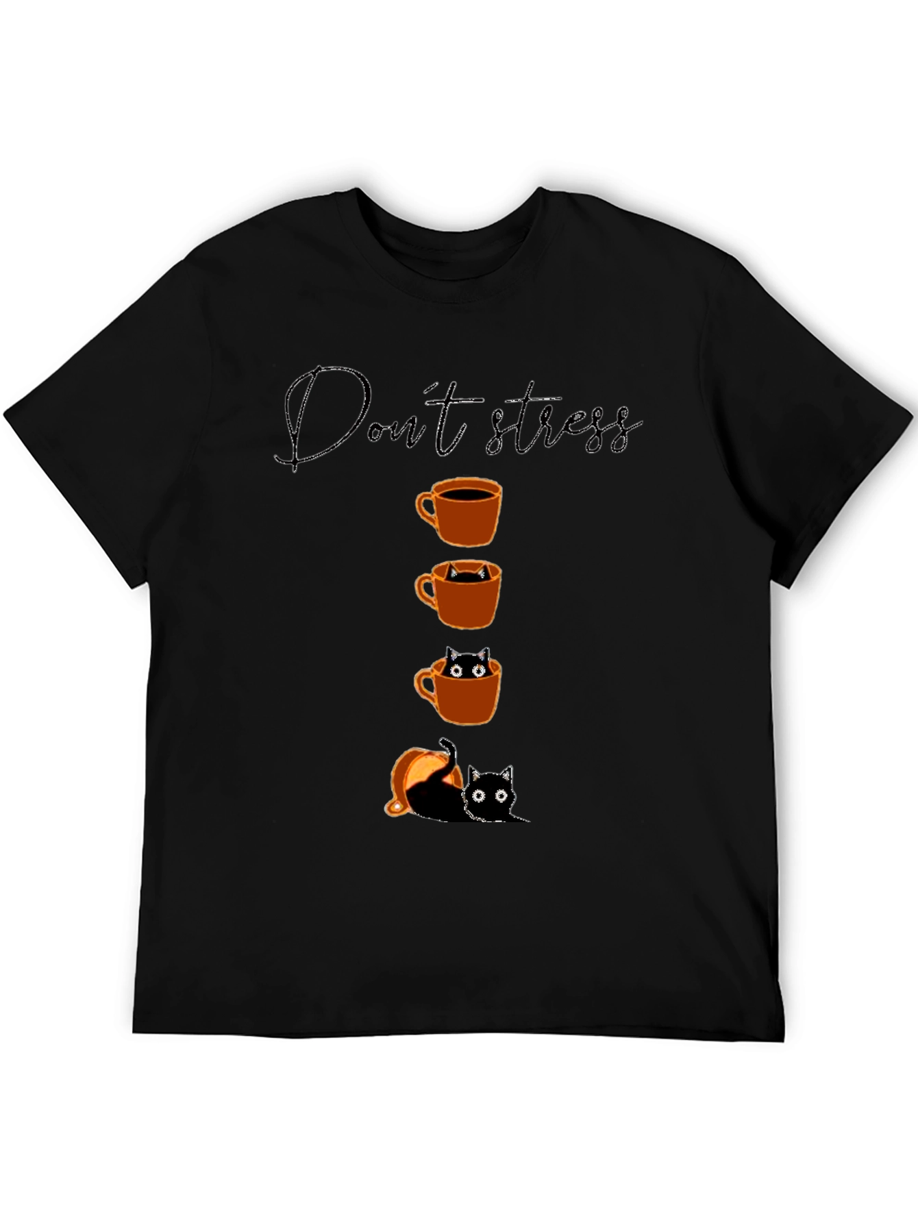 Dont Stress Black Cat & Coffee T-Shirt