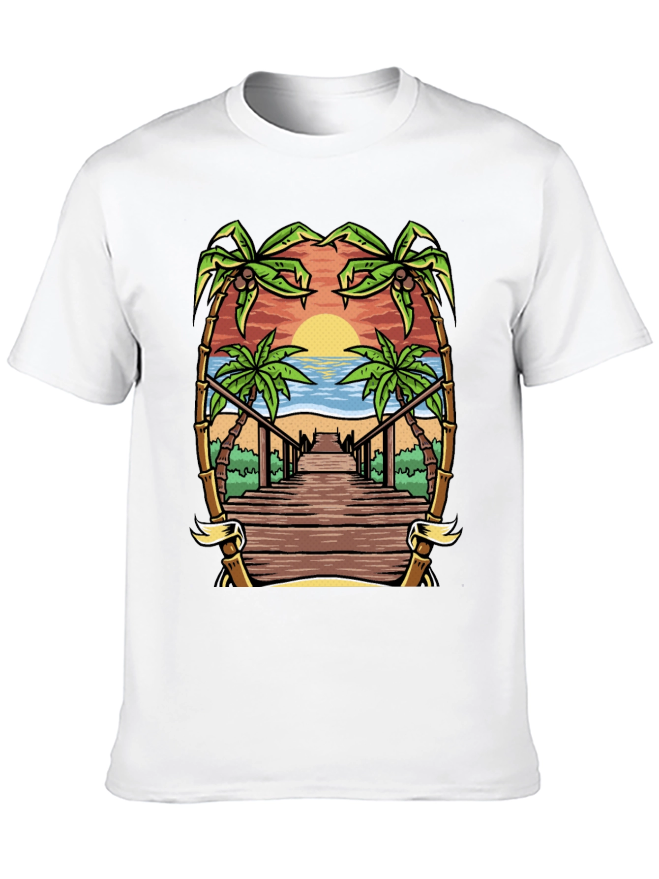 Tropical Beach Boardwalk Graphic Tee