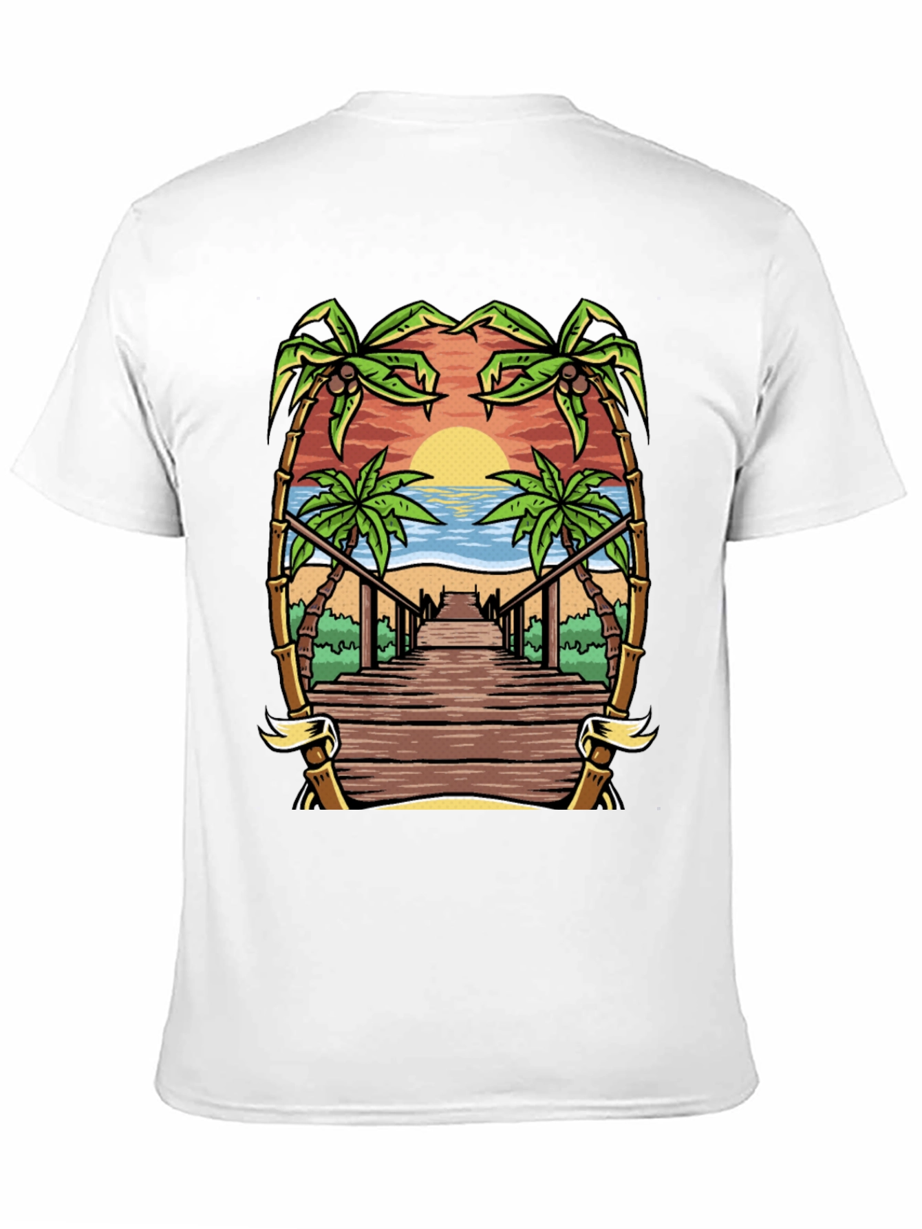 Tropical Beach Boardwalk Graphic Tee
