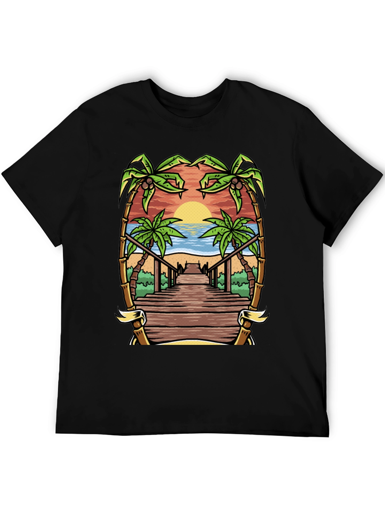 Tropical Beach Boardwalk Graphic Tee