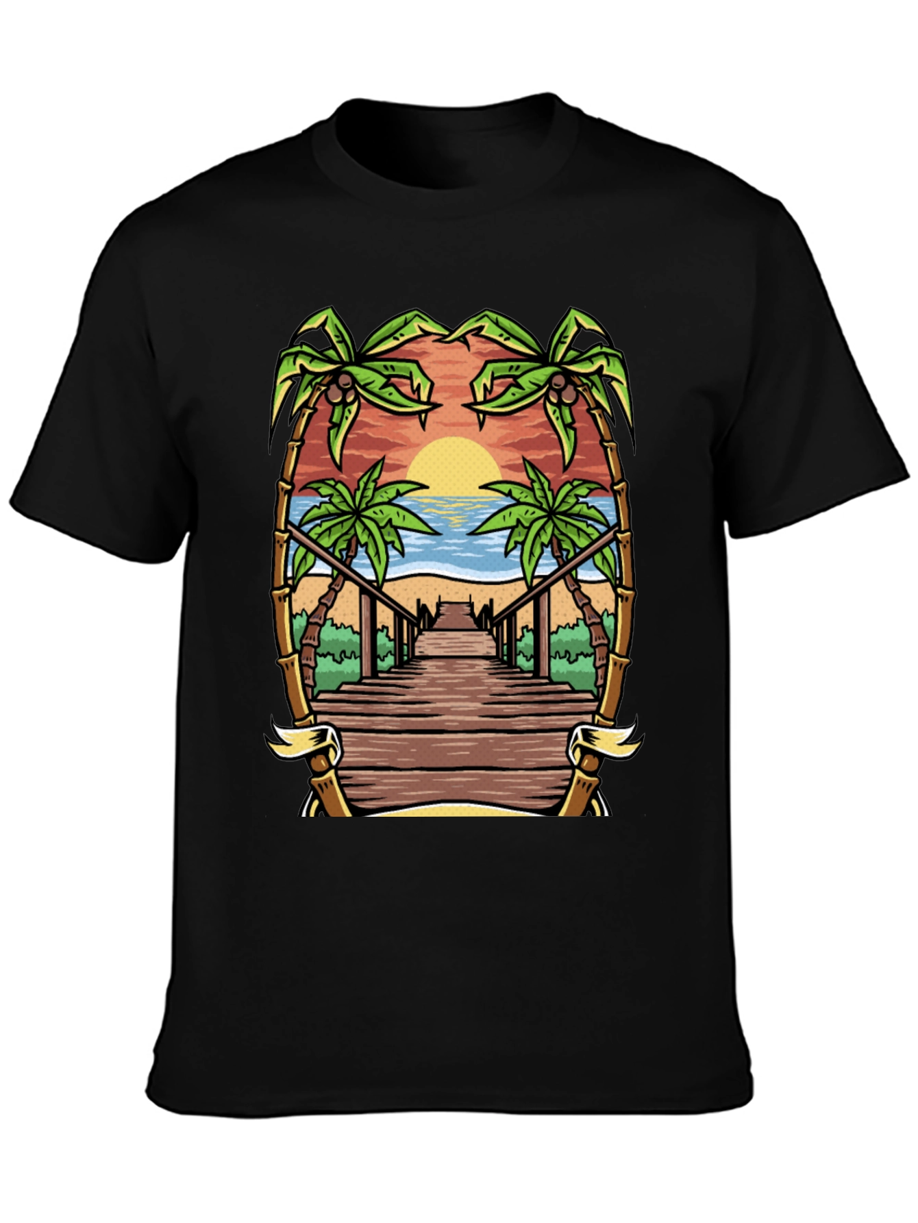 Tropical Beach Boardwalk Graphic Tee