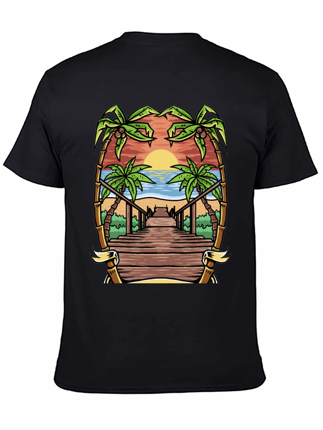 Tropical Beach Boardwalk Graphic Tee