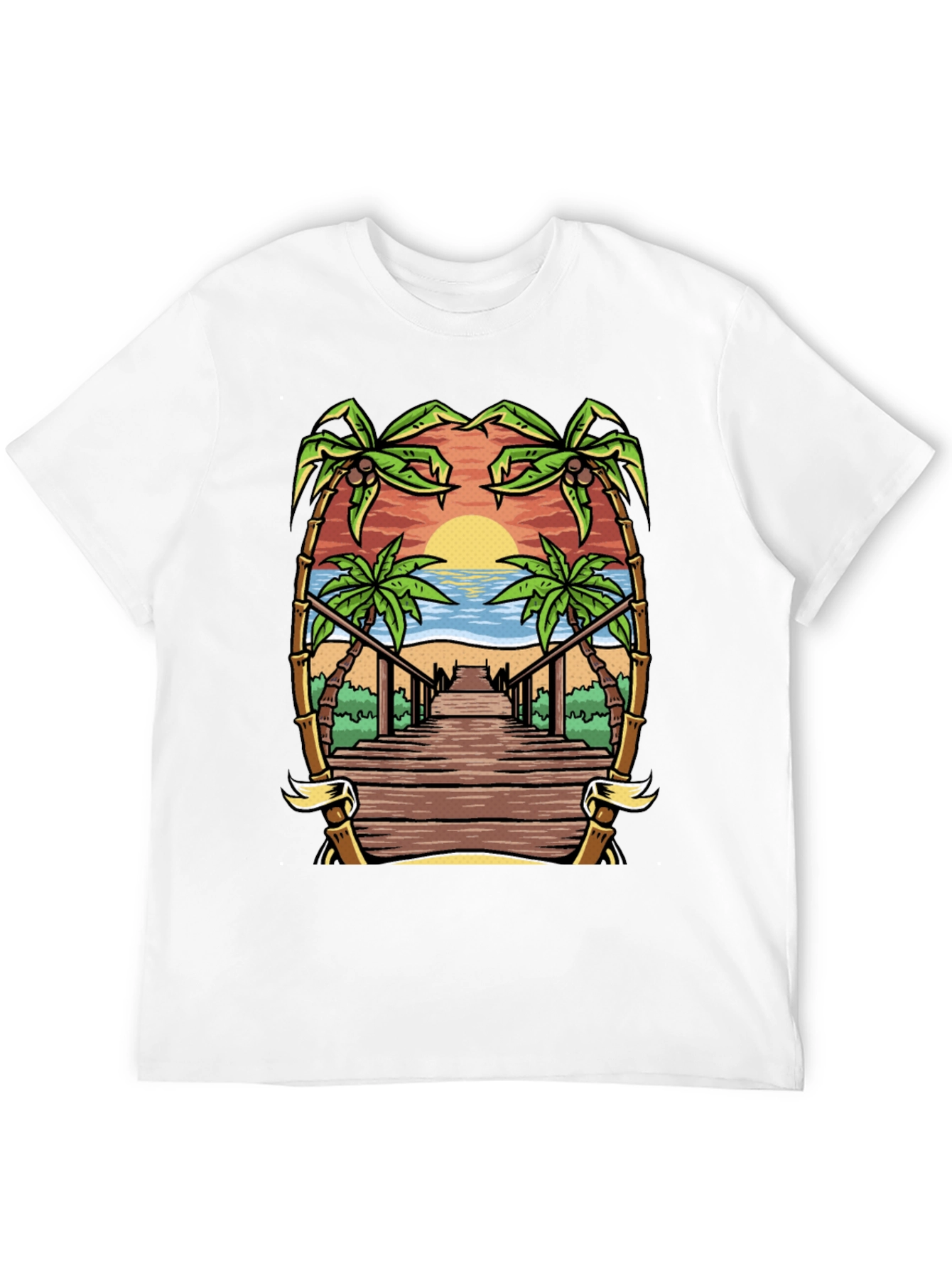 Tropical Beach Boardwalk Graphic Tee